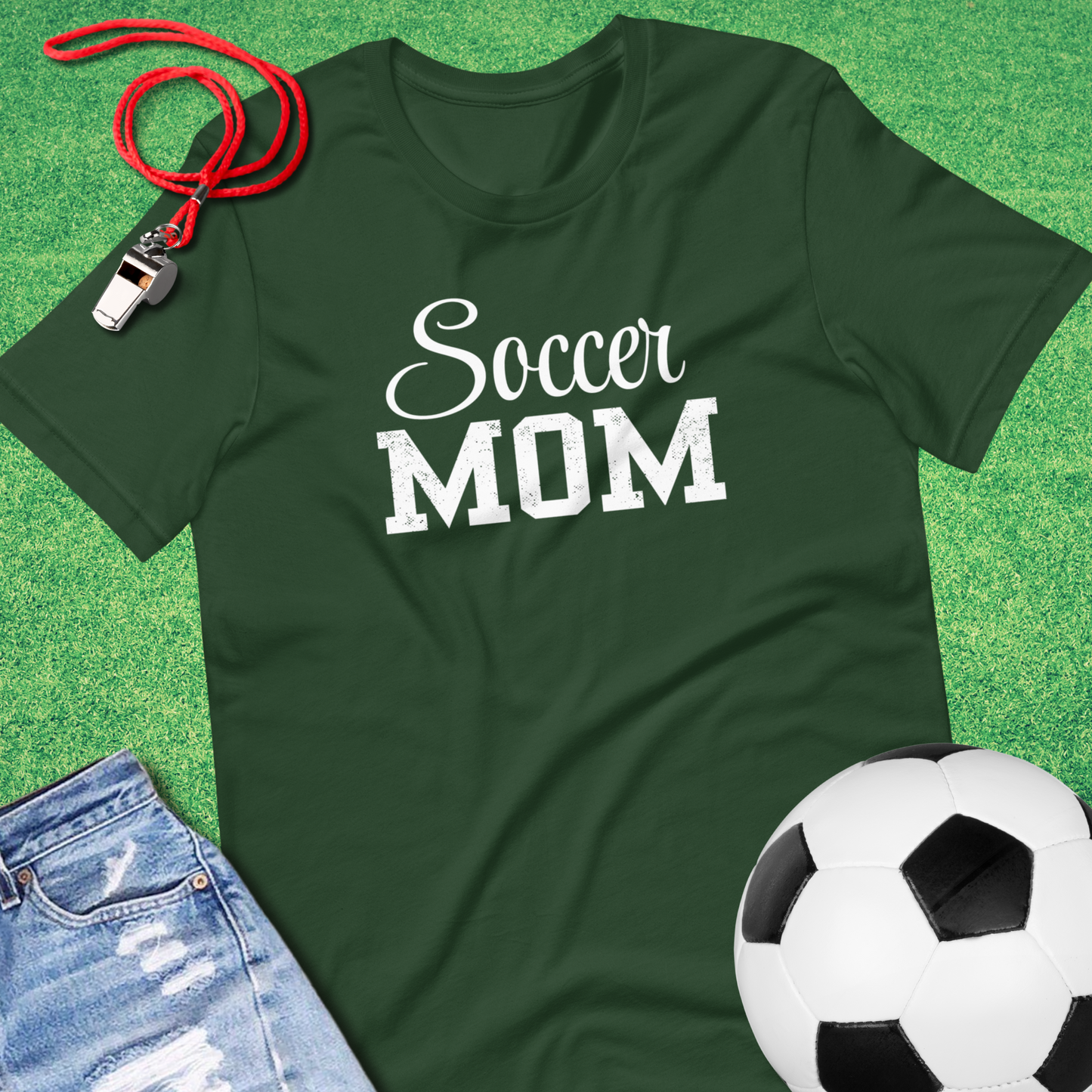 Game day soccer mom shirt with collegiate block letter design