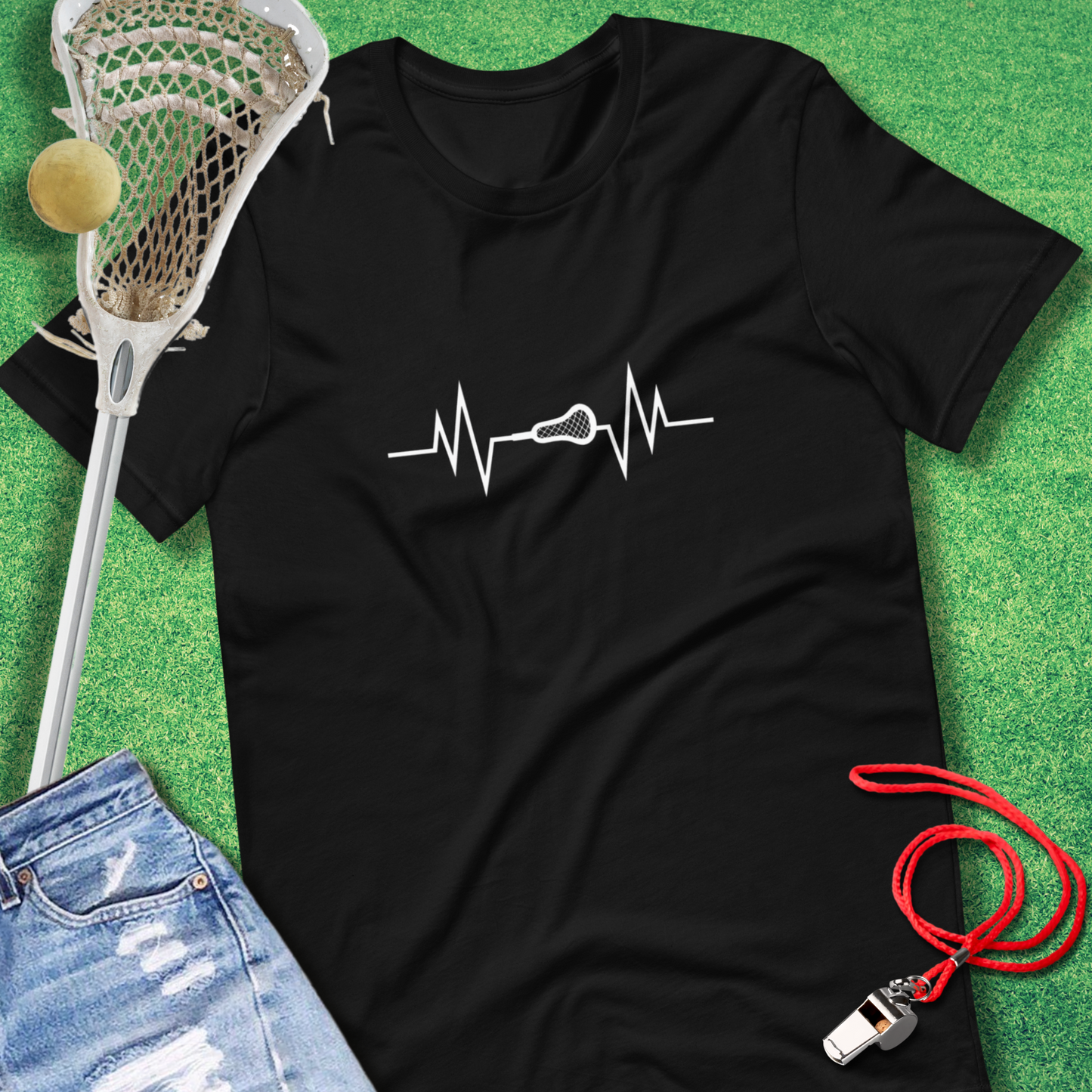 Heartbeat design lacrosse mom shirt showing sideline pride