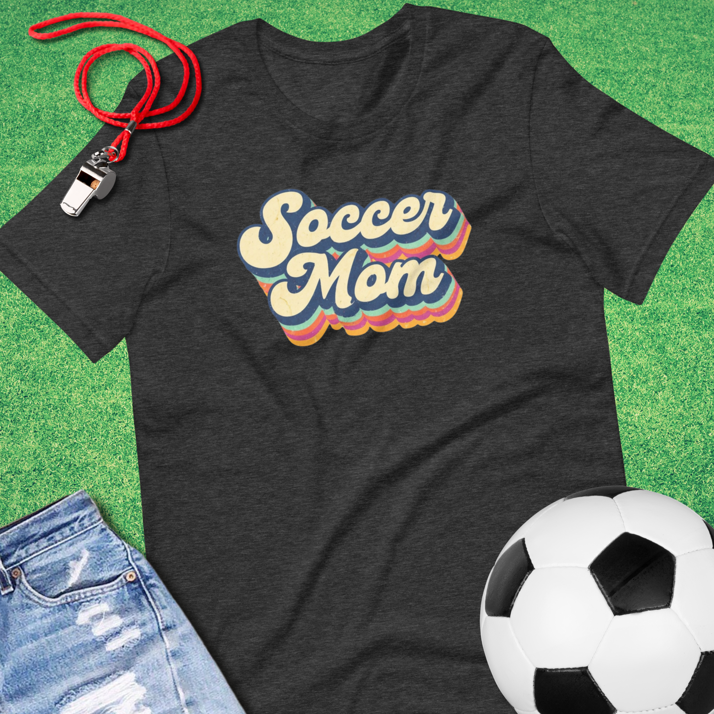 Soccer Mom Rainbow Retro T-Shirt