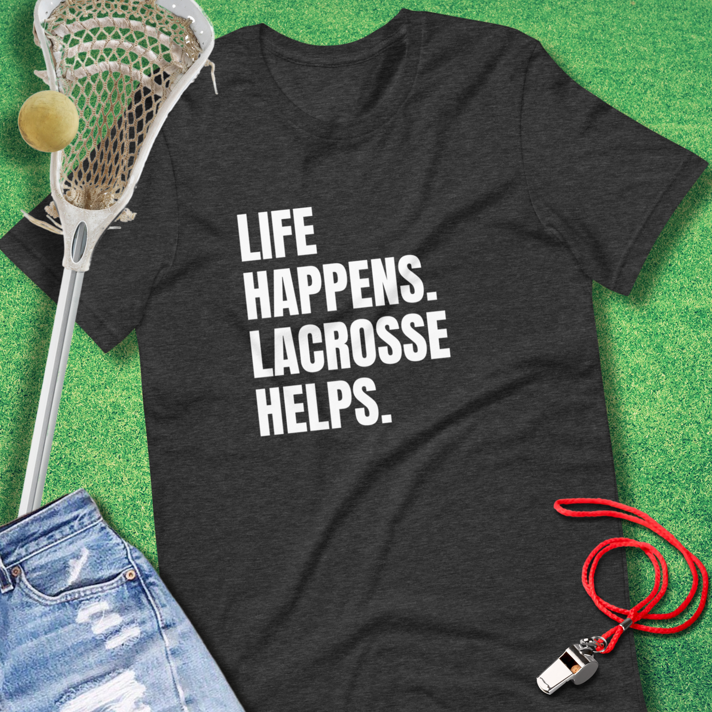 Funny lacrosse mom graphic shirt showing sideline pride