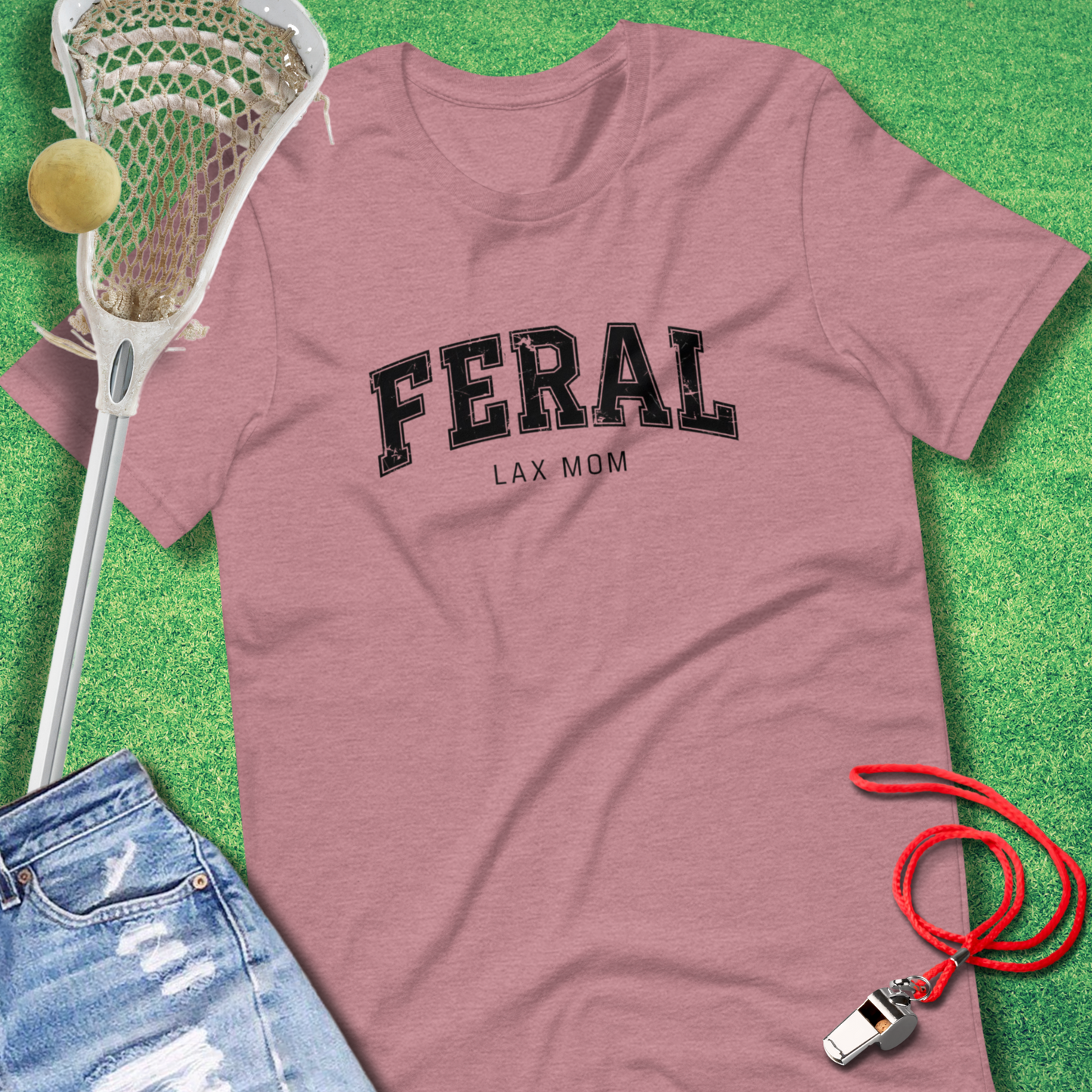 Feral Lax Mom T-shirt styled for sports parents cheering at lacrosse games