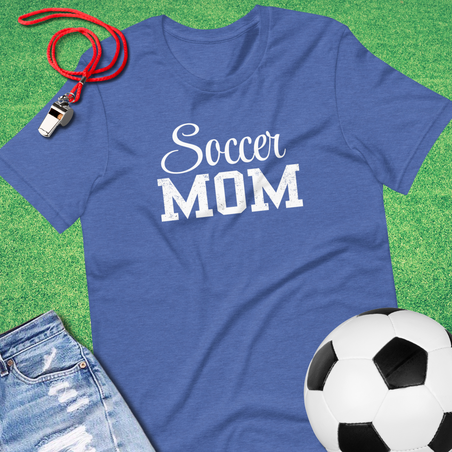 Soccer Mom varsity style t-shirt with bold block letters
