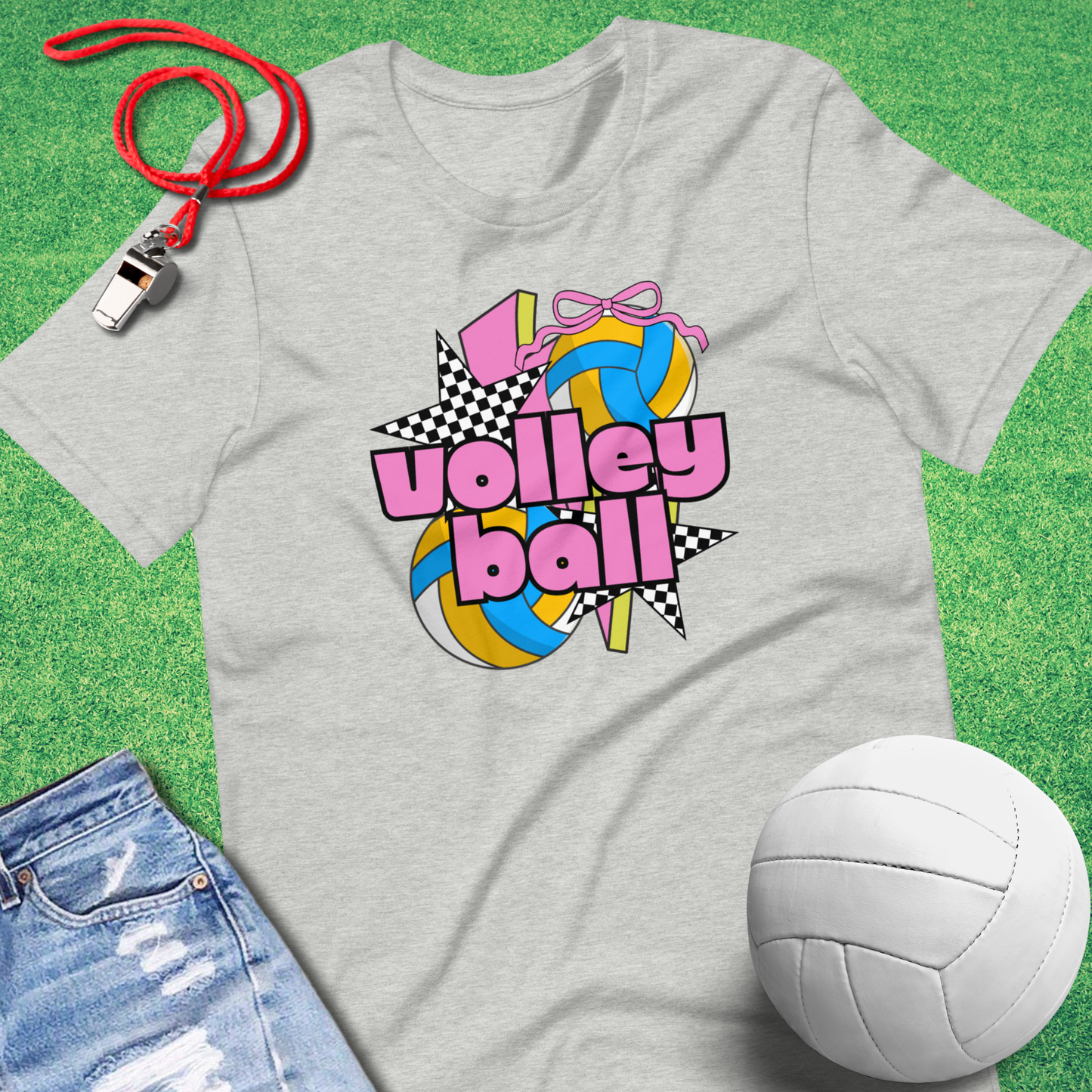 90's Volleyball T-Shirt in Athletic Heather - Unique Courtside T-Shirt for Players and Fans | Sideline Gods