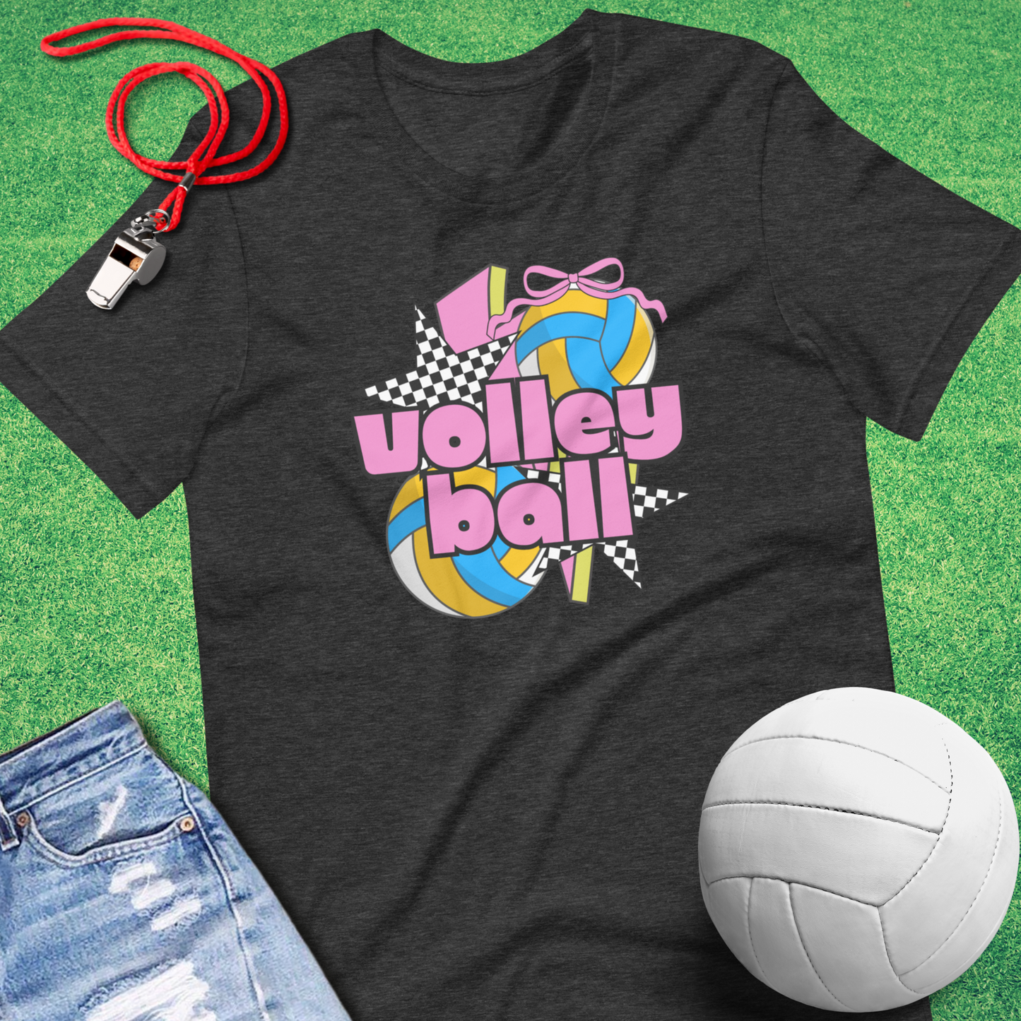90's Volleyball T-Shirt in Dark Grey Heather - Bold Volleyball Gear for Players and Fans | Sideline Gods