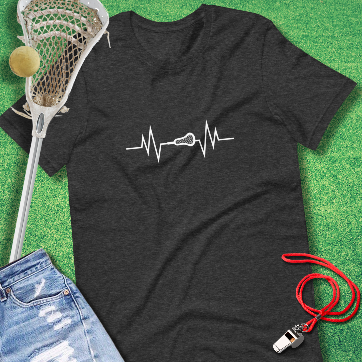 Comfortable game day lacrosse heartbeat mom shirt with bold design