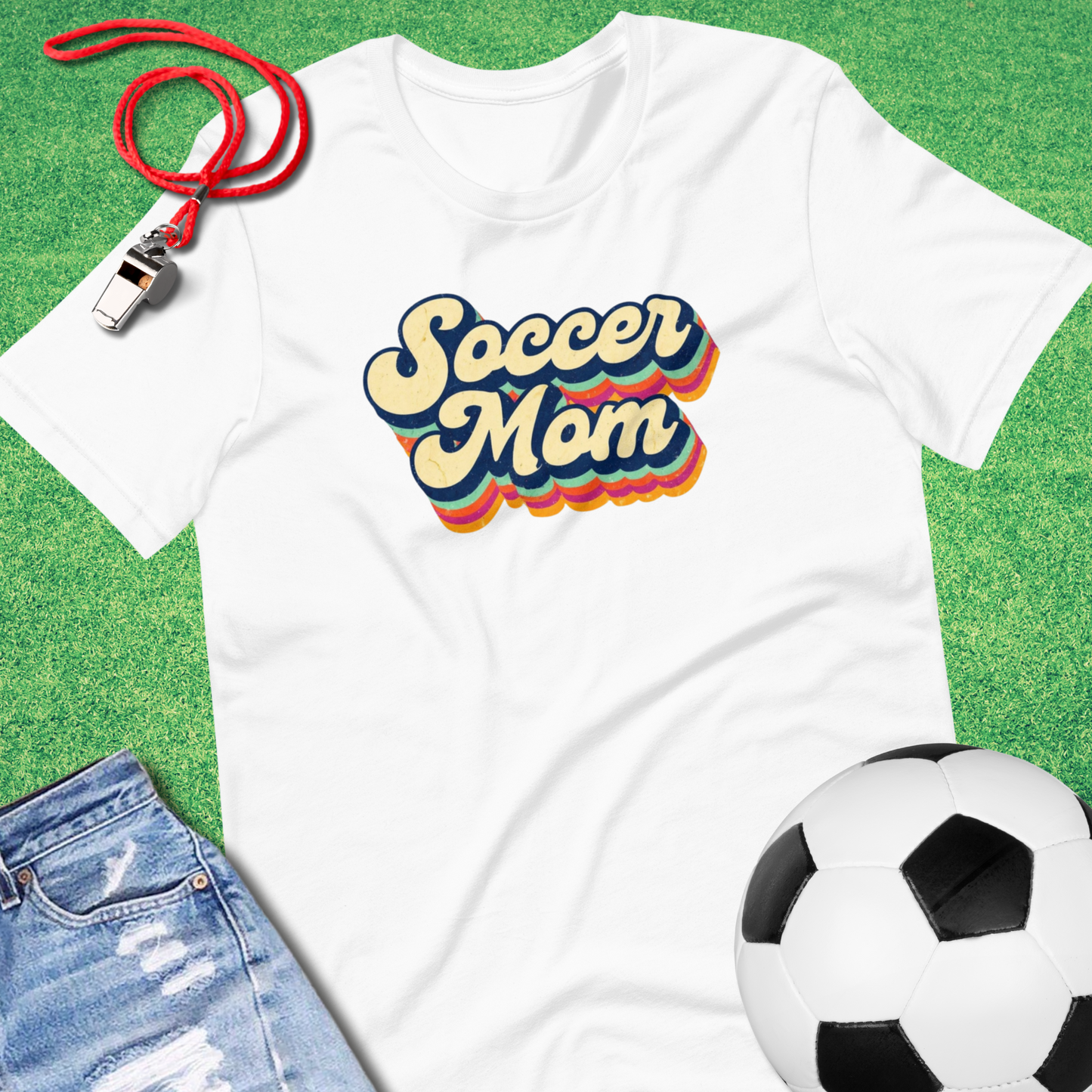 Soccer Mom Rainbow Retro T-Shirt