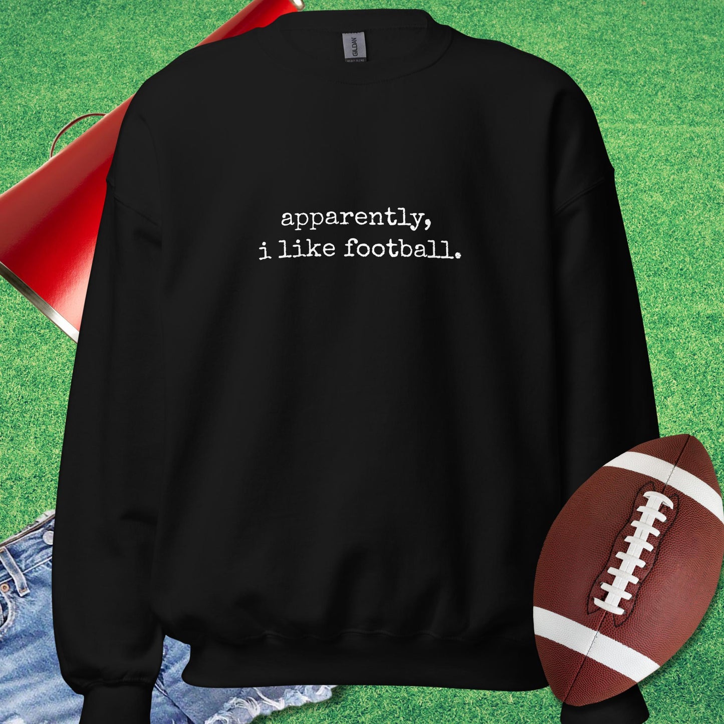 Apparently, I Like Football Sweatshirt in Black - Sarcastic Football Sweatshirt by Sideline Gods