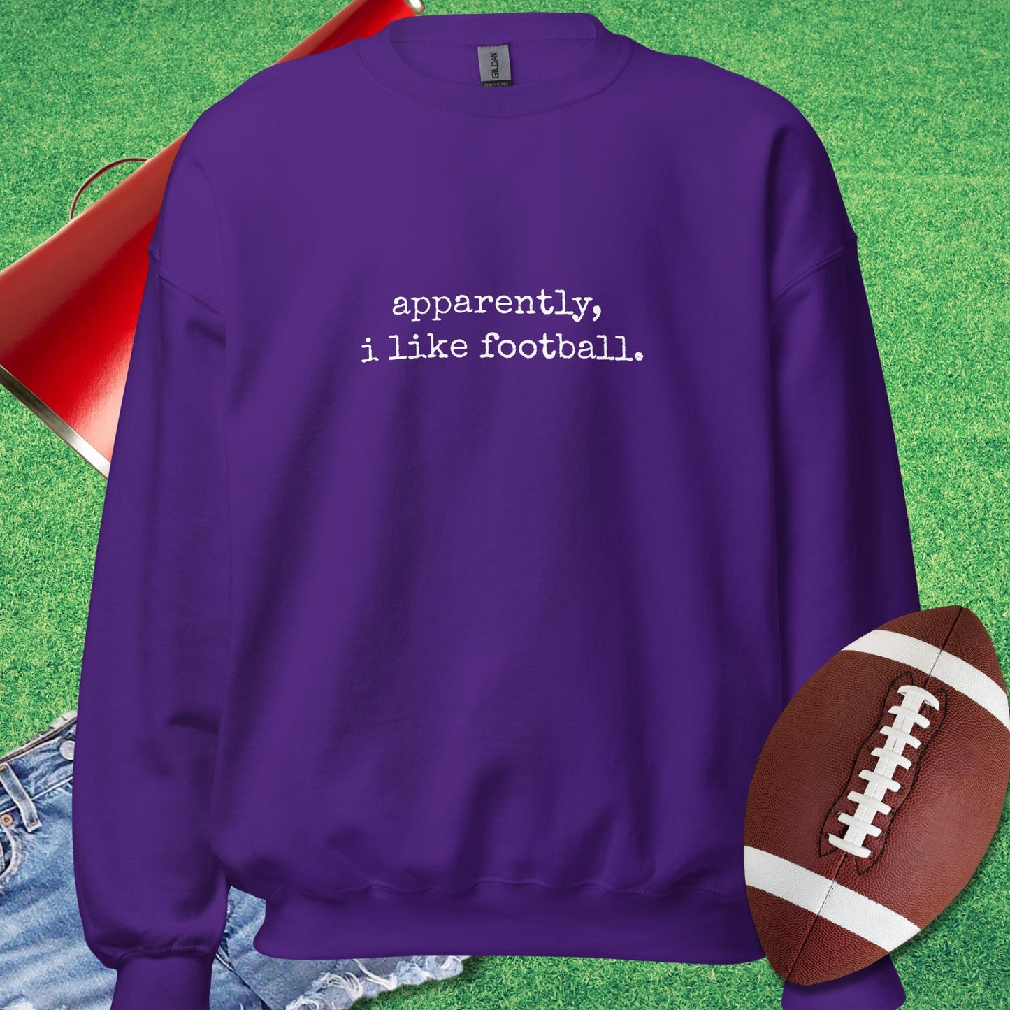 Apparently, I Like Football Sweatshirt in Purple - Novelty Football Sweatshirt by Sideline Gods