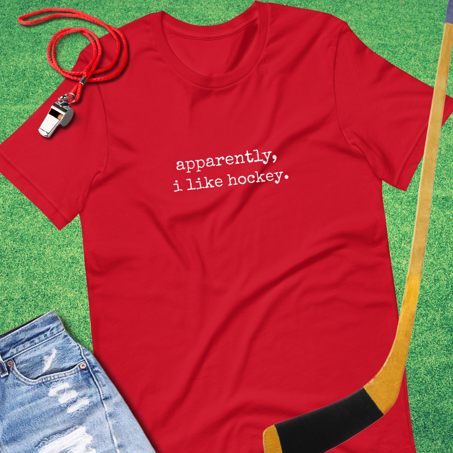 Apparently, I Like Hockey T-Shirt in Red - Sarcastic Ice Hockey T-Shirt | Sideline Gods