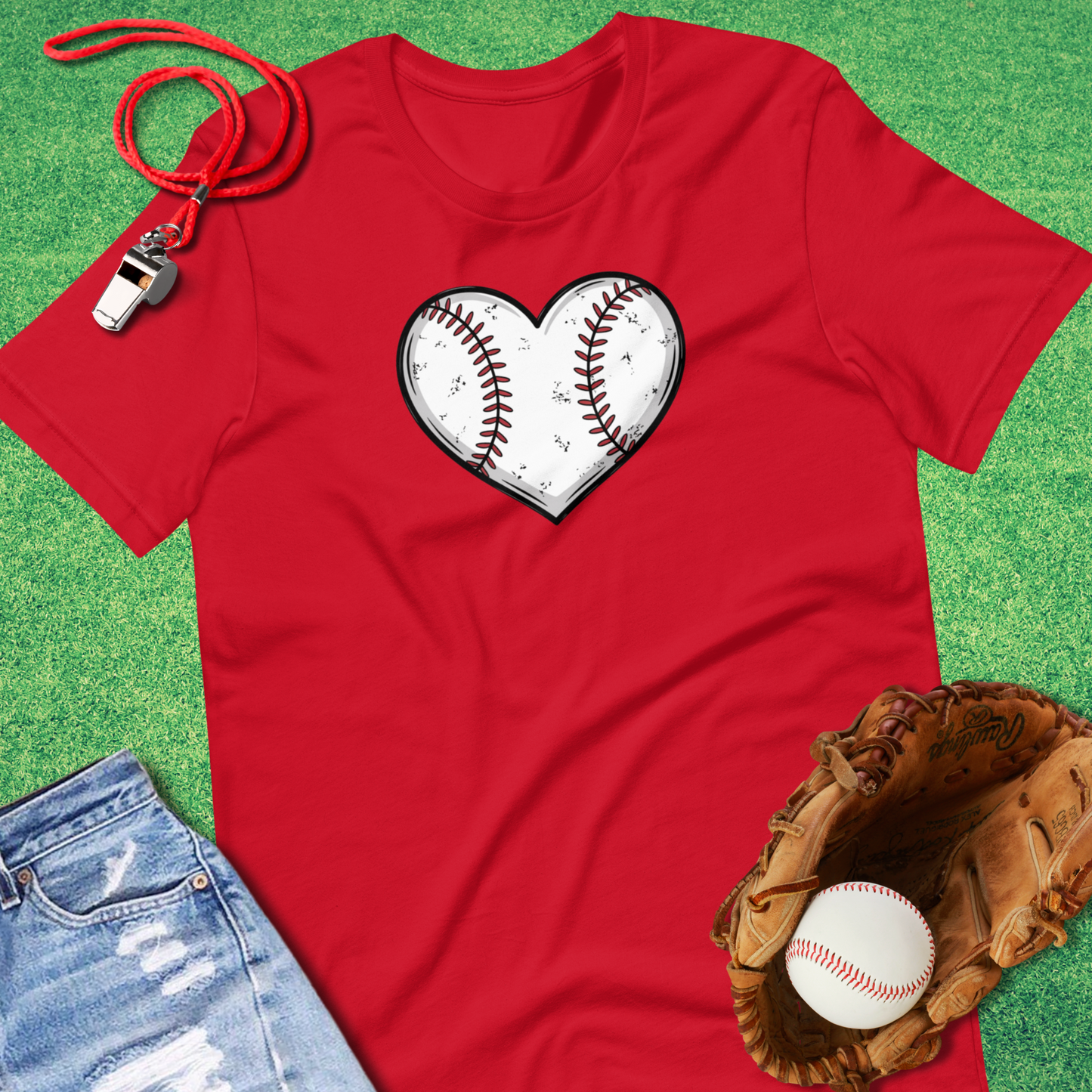 Baseball Heart T-Shirt in red – cute baseball shirt
