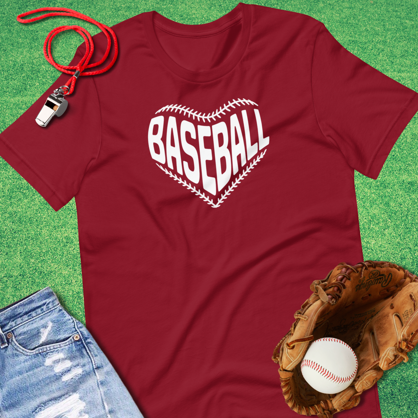 Classic Baseball Heart T-Shirt in Cardinal - Bold Ballpark Apparel for Players and Fans | Sideline Gods