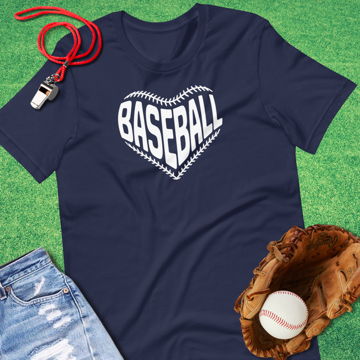 Classic Baseball Heart T-Shirt in Navy - Bold Baseball Gear for Players and Fans | Sideline Gods