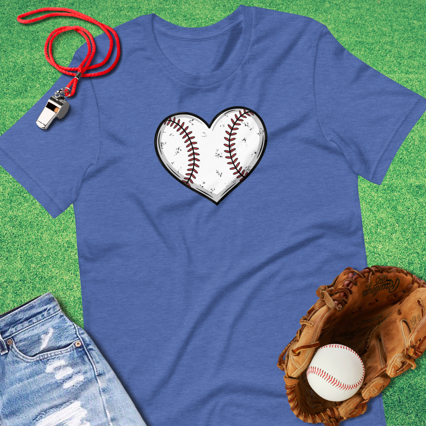 Baseball Heart T-Shirt in blue – cute baseball shirt