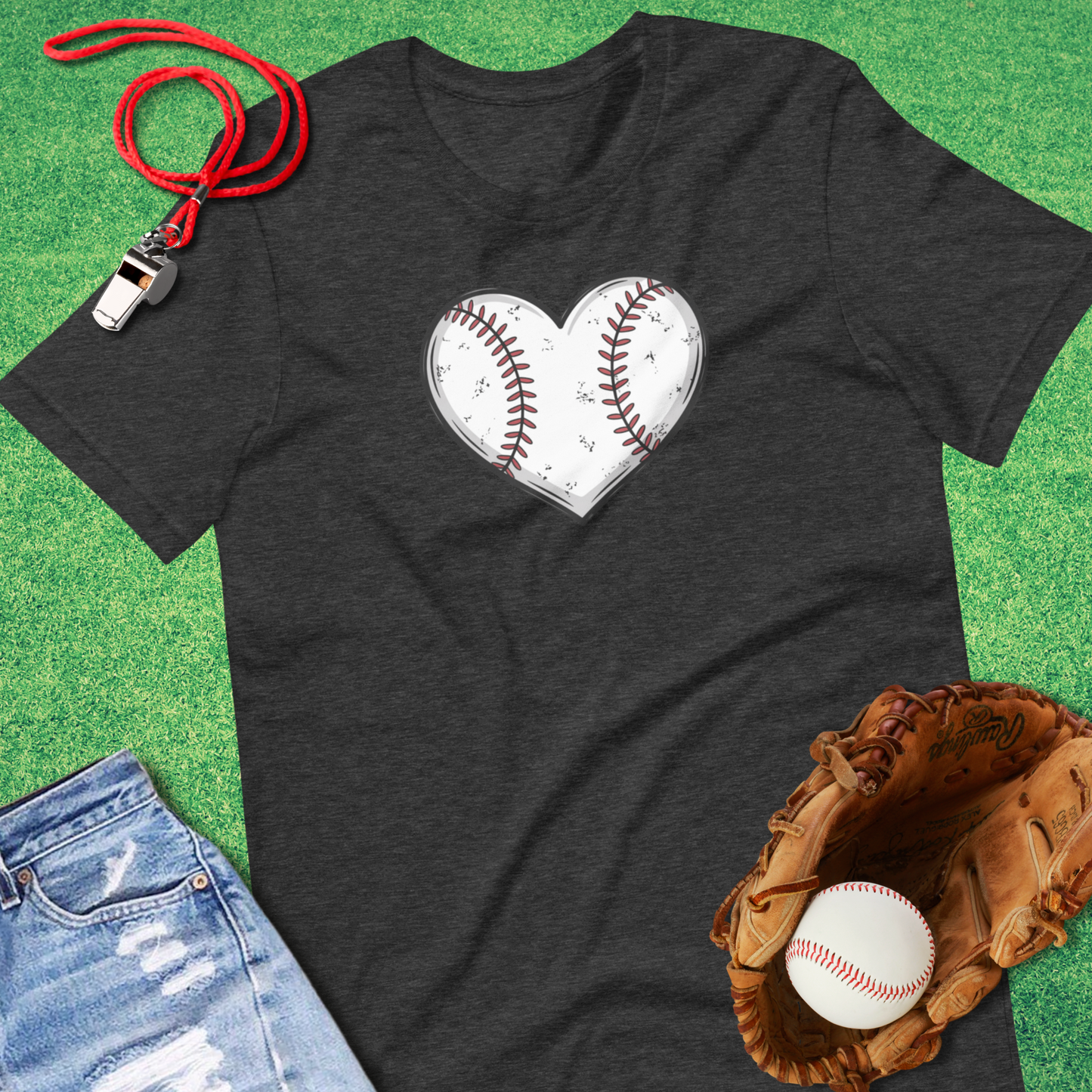 Baseball Heart shirt in grey – baseball mom tee