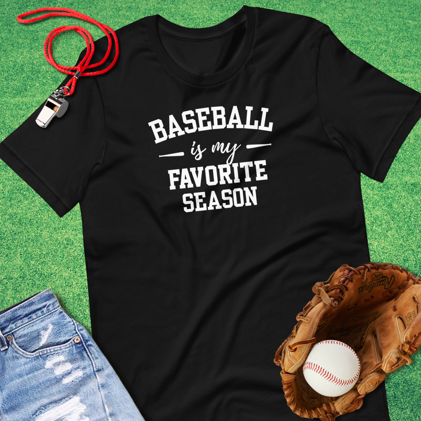 Baseball Is My Favorite Season T-Shirt in Black - Best Baseball T-Shirt | Sideline Gods