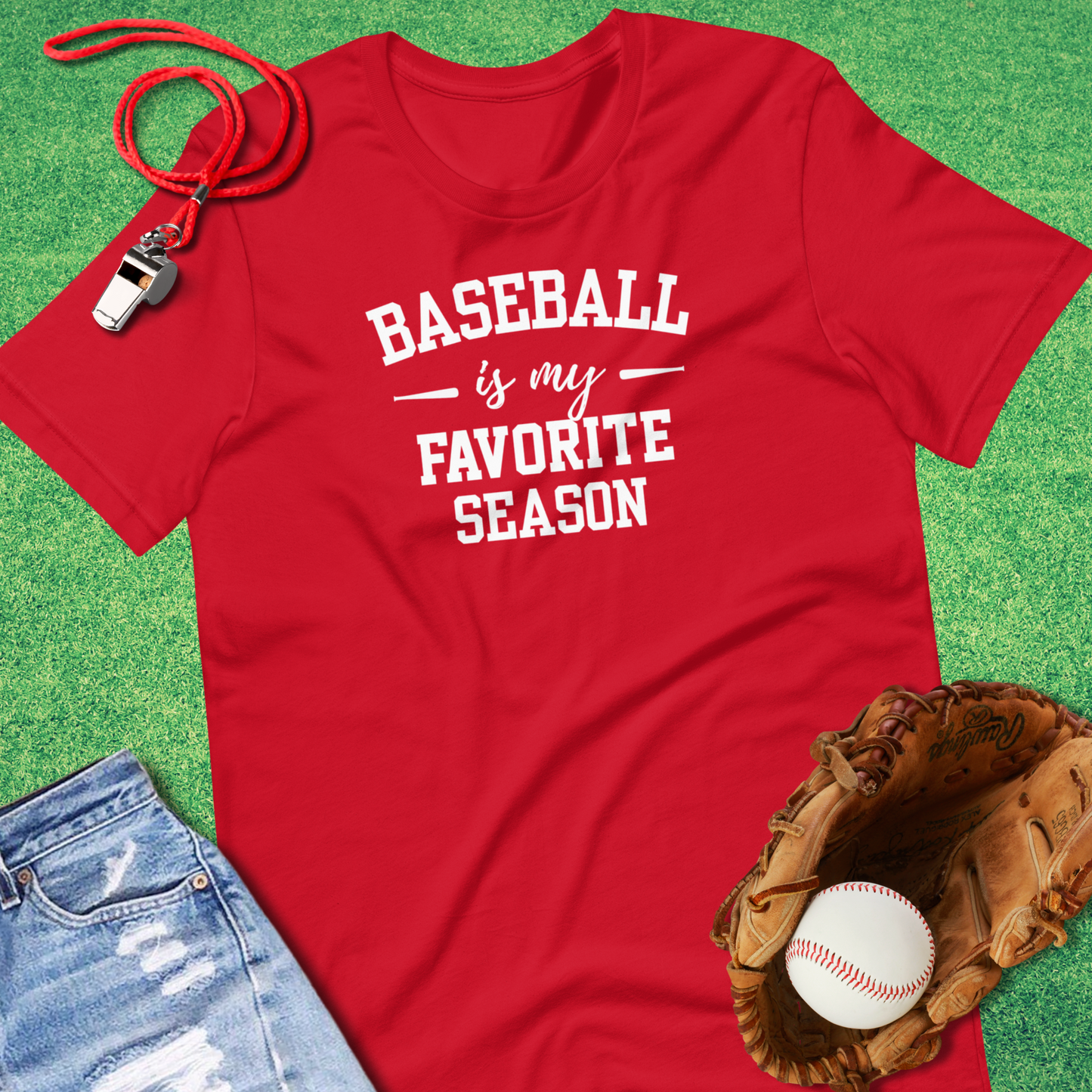 Baseball Is My Favorite Season T-Shirt in Red - Old School Baseball T-Shirt | Sideline Gods