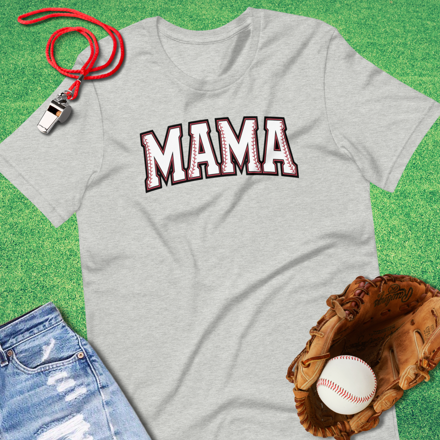 Baseball Mama T-Shirt in Athletic Heather - Ballpark Mom Gift | Sideline Gods