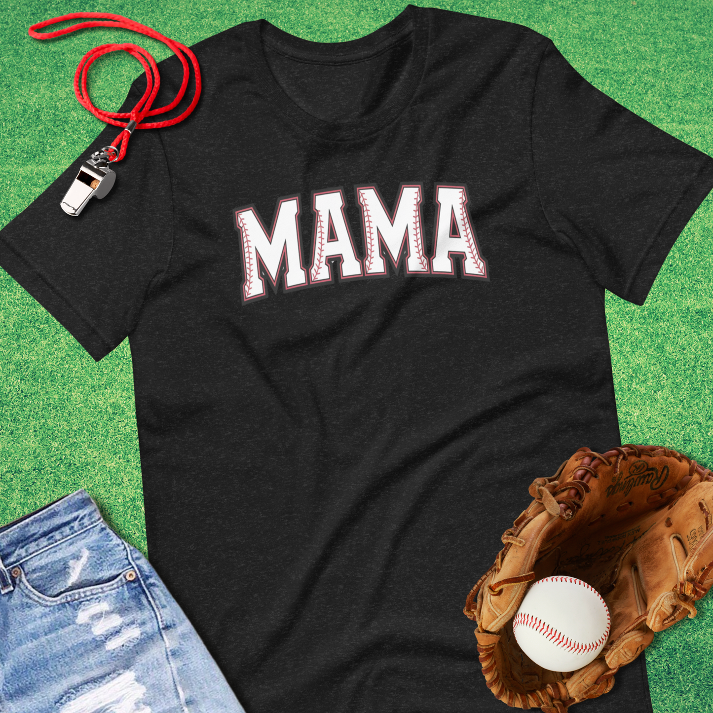 Baseball Mama T-Shirt in Black Heather - Baseball Mom Gift | Sideline Gods