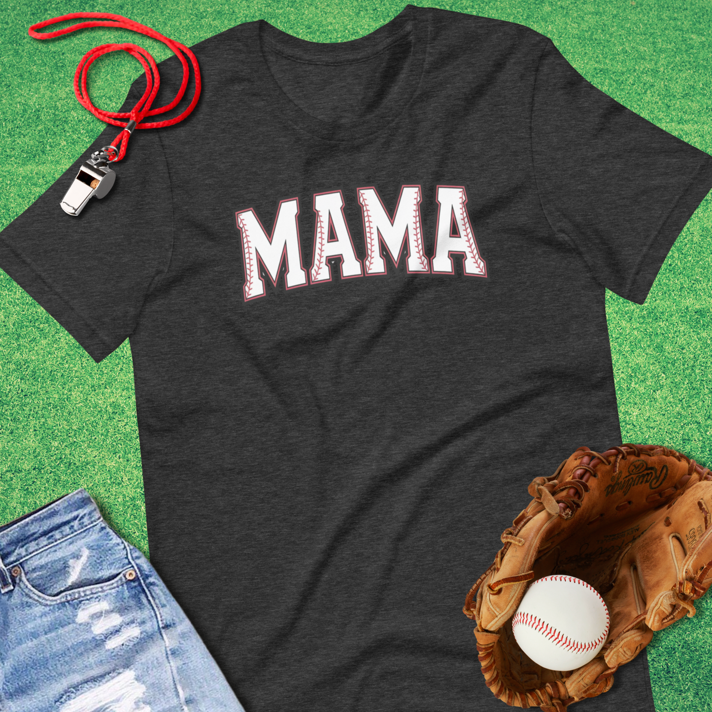 Baseball Mama T-Shirt in Dark Grey Heather - Ballpark Mom T-Shirt | Sideline Gods