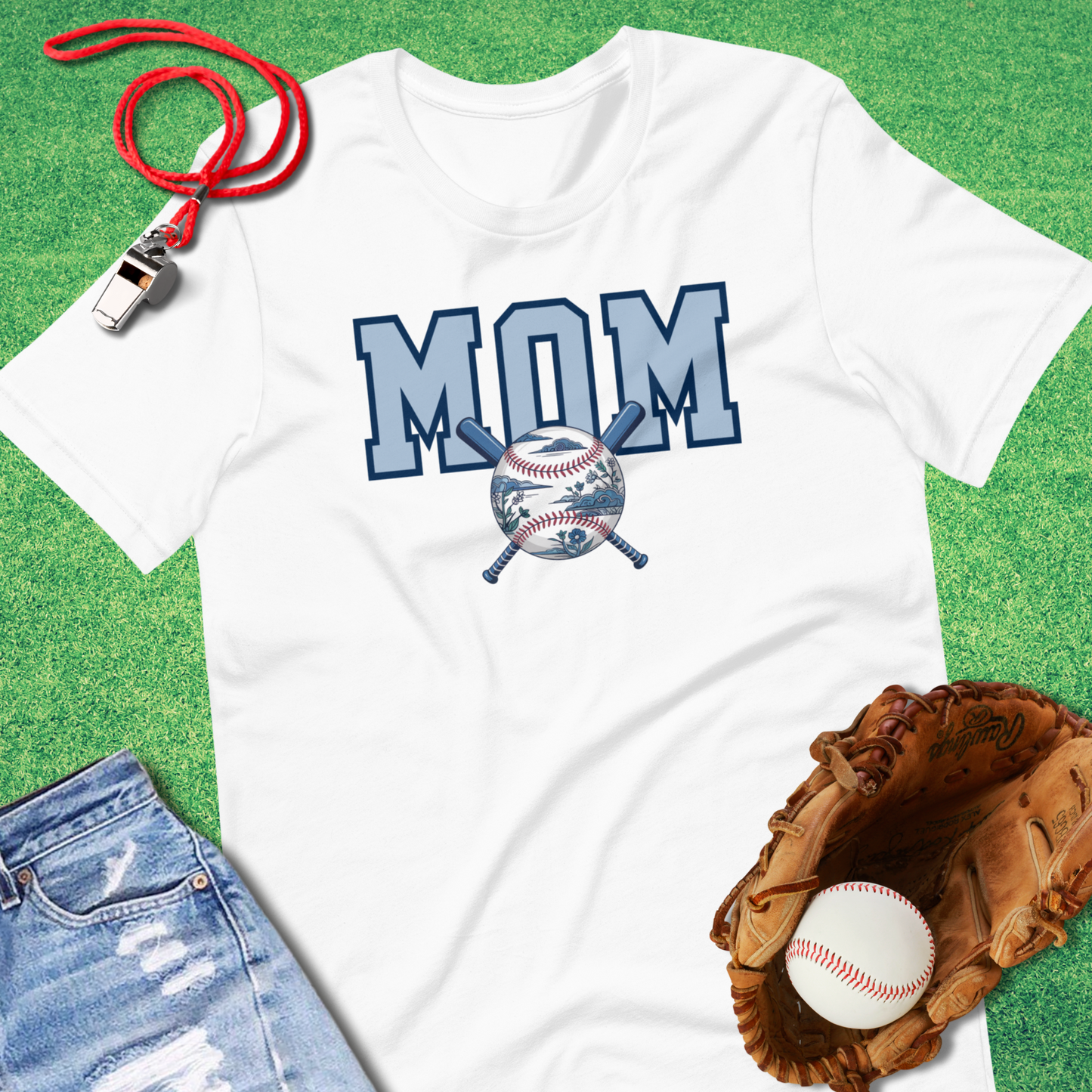 Baseball Mom Chinoiserie T-Shirt in White - Ballpark Mom T-Shirt | Sideline Gods