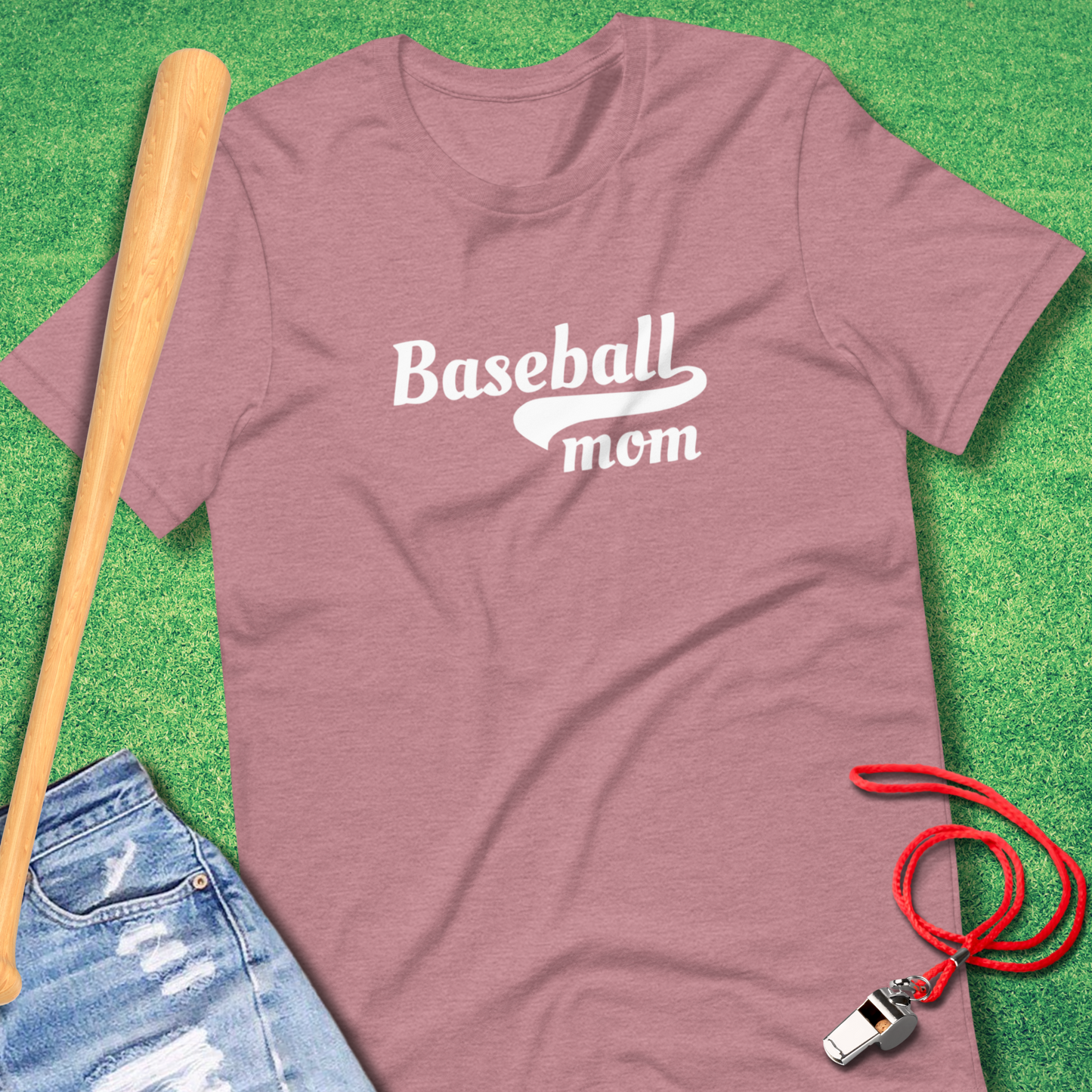 Baseball Mom T-Shirt in Heather Orchid - Fun Baseball Mom T-Shirt | Sideline Gods