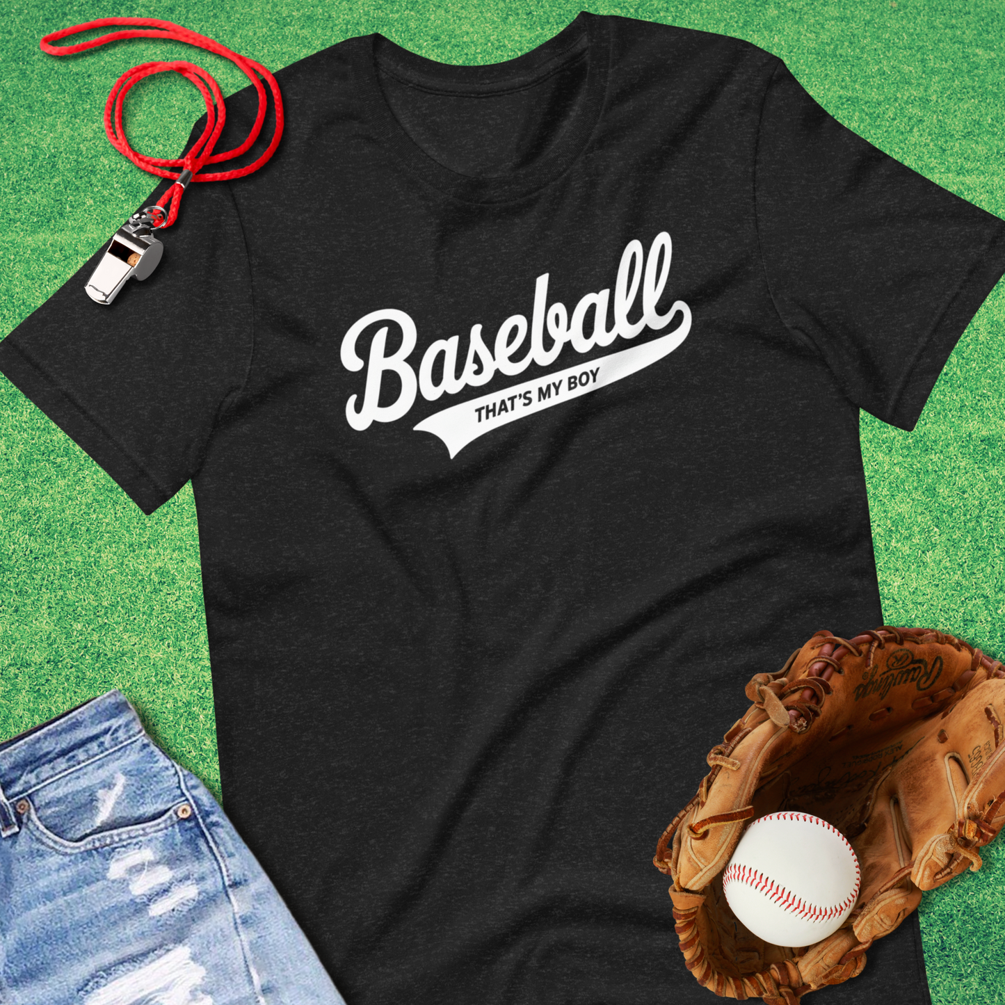 Baseball: Thats My Boy T-Shirt in Black Heather - Baseball Parent T-Shirt | Sideline Gods