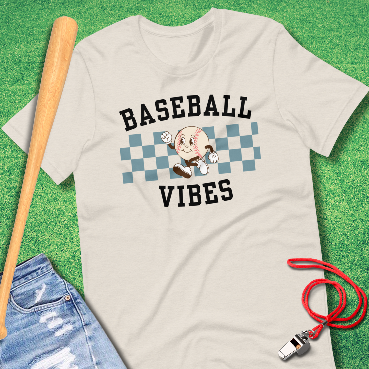 Baseball Vibes T-Shirt in Heather Dust - Unique Ballpark T-Shirt for Players and Fans | Sideline Gods