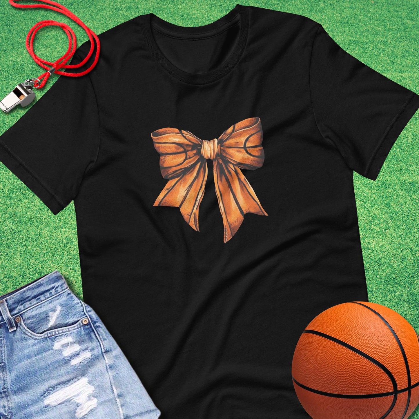 Basketball Bow T-Shirt in Black - Basketball Mom Tournament T-Shirt | Sideline Gods