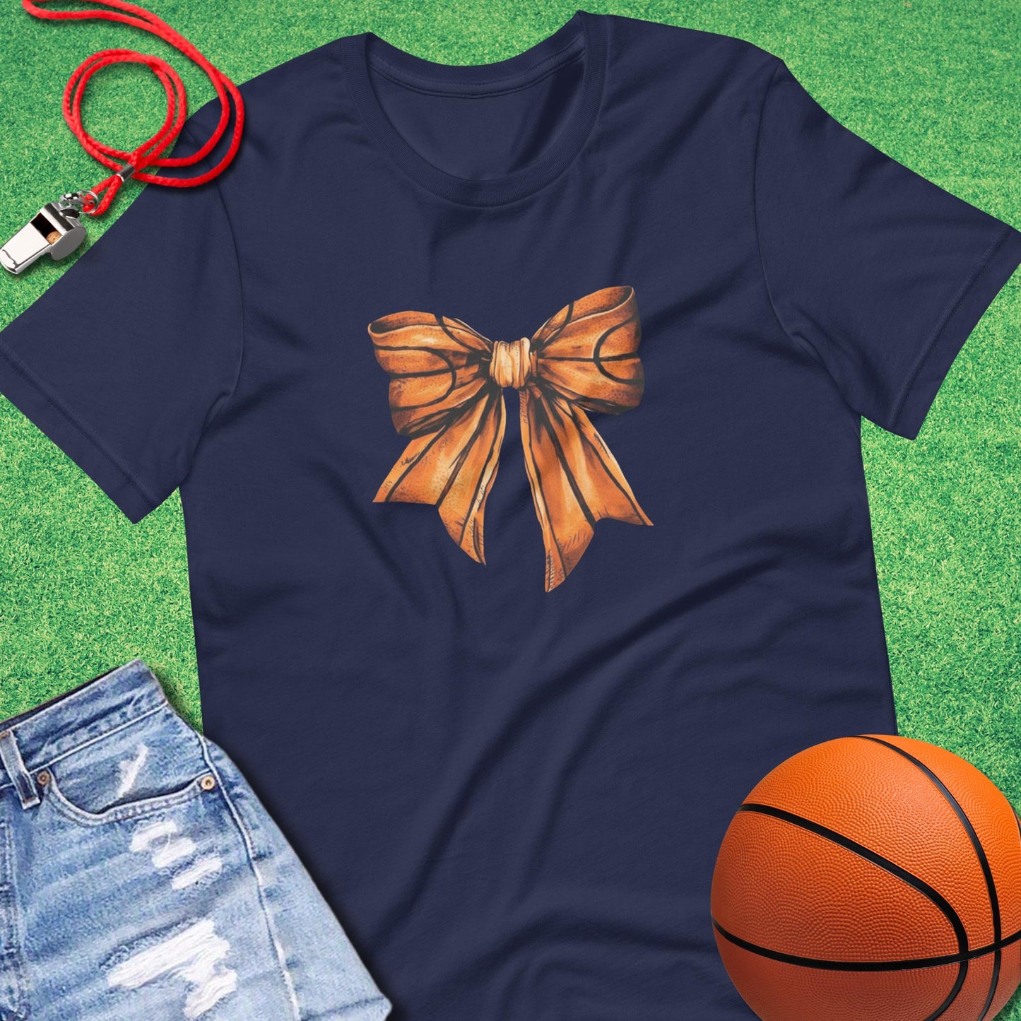 Basketball Bow T-Shirt in Navy - Basketball Mom T-Shirt | Sideline Gods