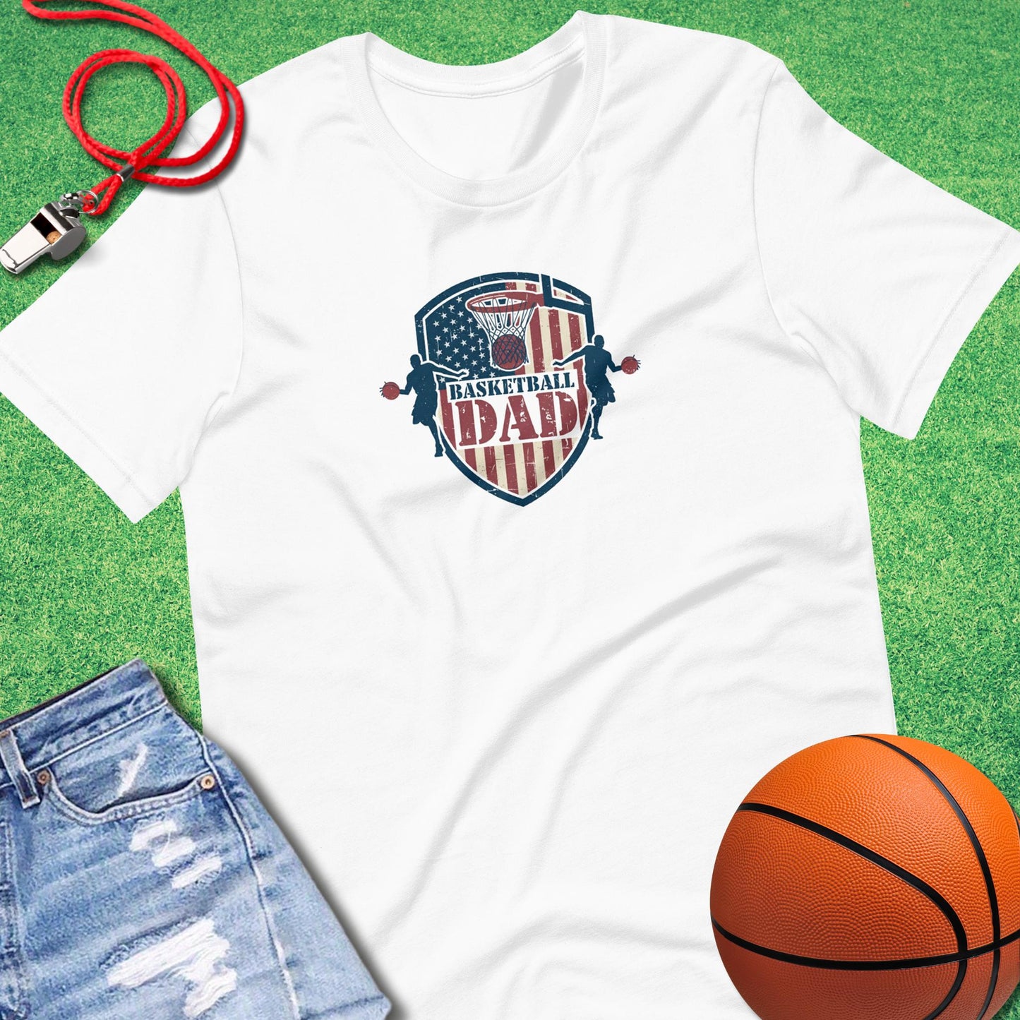 Basketball Dad Flag T-Shirt in White - Basketball Dad Gift | Sideline Gods