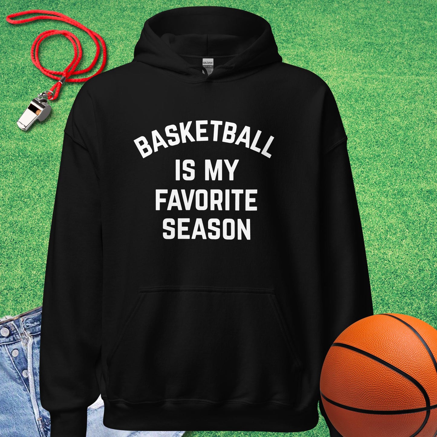 Basketball Is My Favorite Season Hoodie in Black - Classic Basketball Gear | Sideline Gods