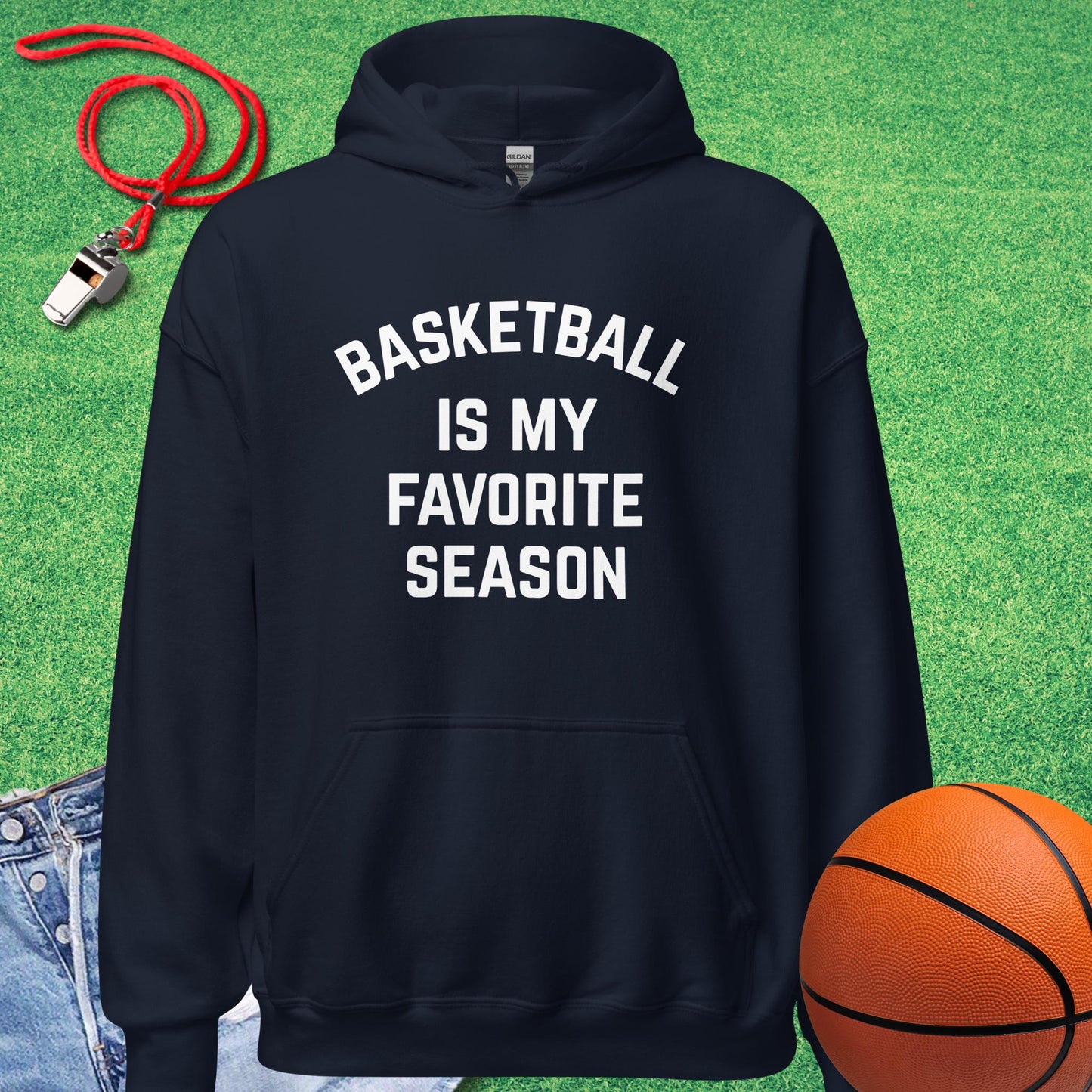 Basketball Is My Favorite Season Hoodie in Navy - Classic Bball Hoodie | Sideline Gods