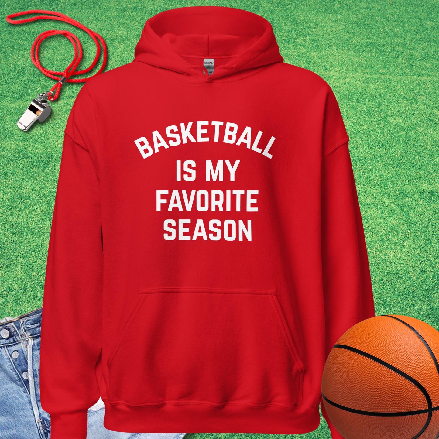 Basketball Is My Favorite Season Hoodie in Red - Best Basketball Hoodie | Sideline Gods