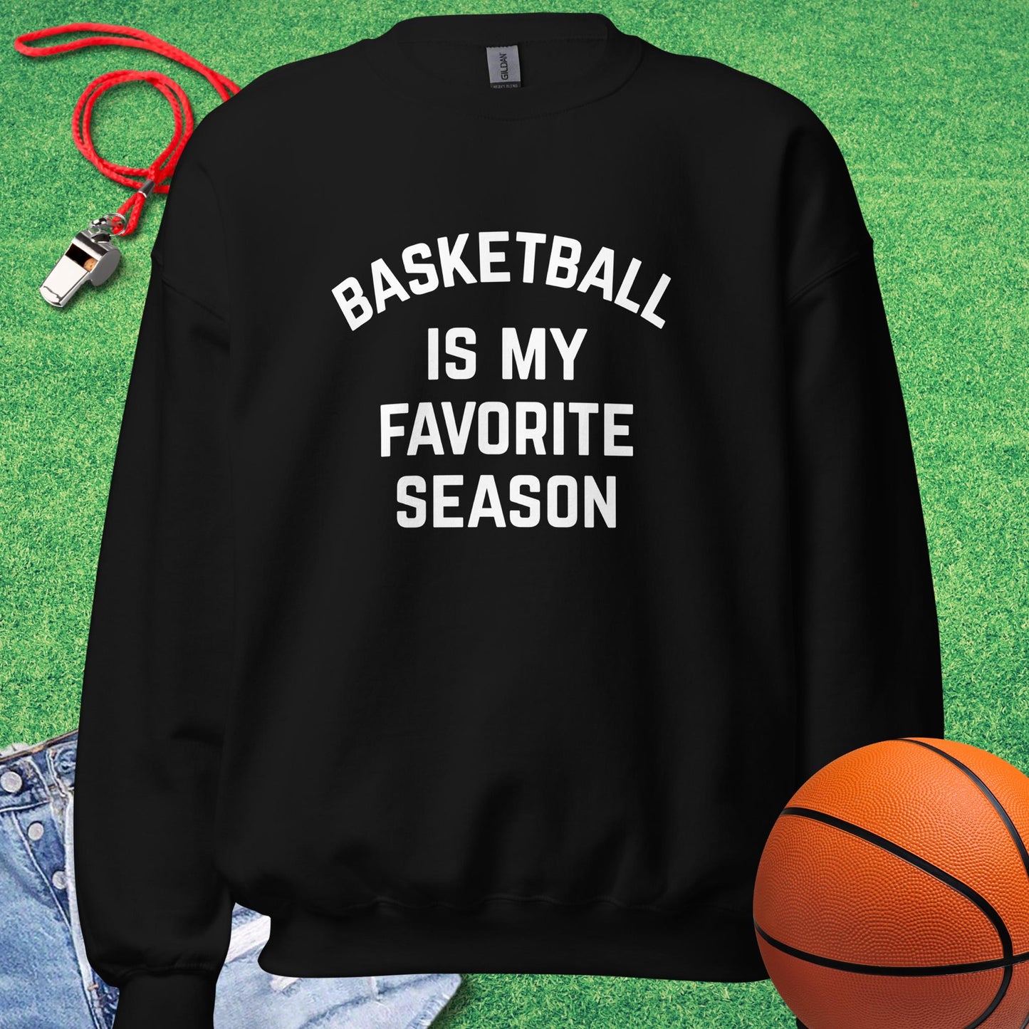 Basketball Is My Favorite Season Sweatshirt in Black - Classic Basketball Gear | Sideline Gods
