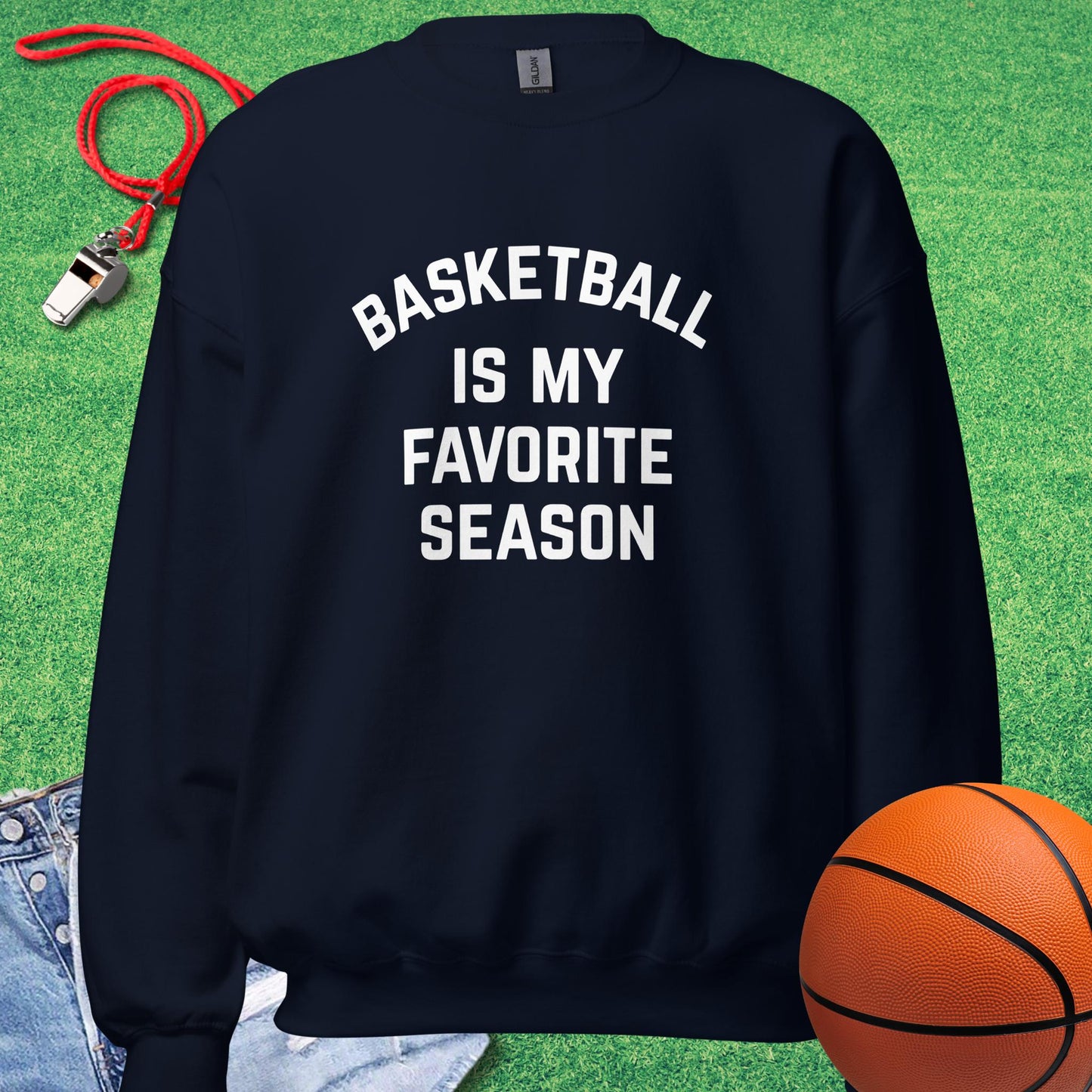 Basketball Is My Favorite Season Sweatshirt in Navy - Classic Bball Sweatshirt | Sideline Gods