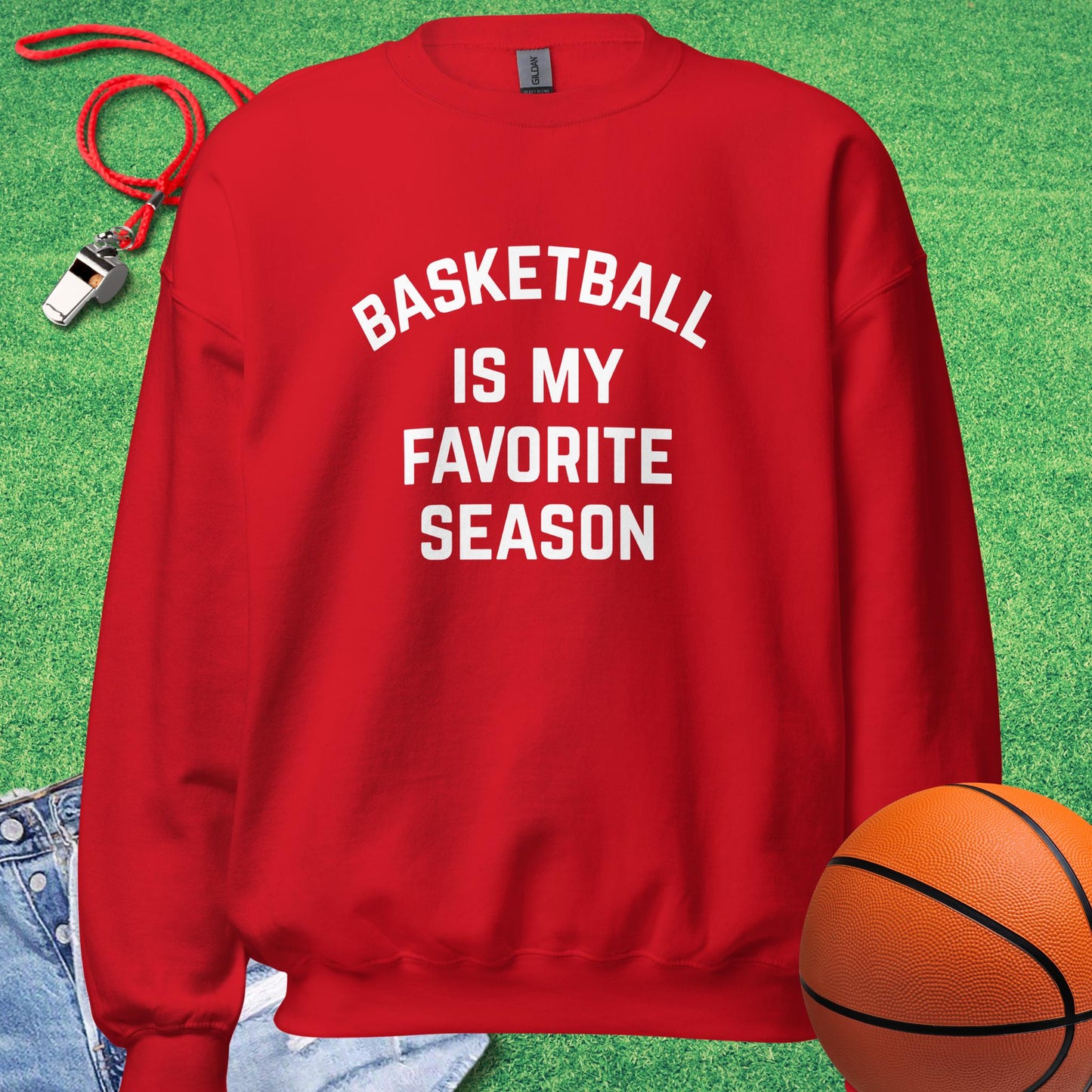 Basketball Is My Favorite Season Sweatshirt in Red - Minimalist Basketball Sweatshirt | Sideline Gods