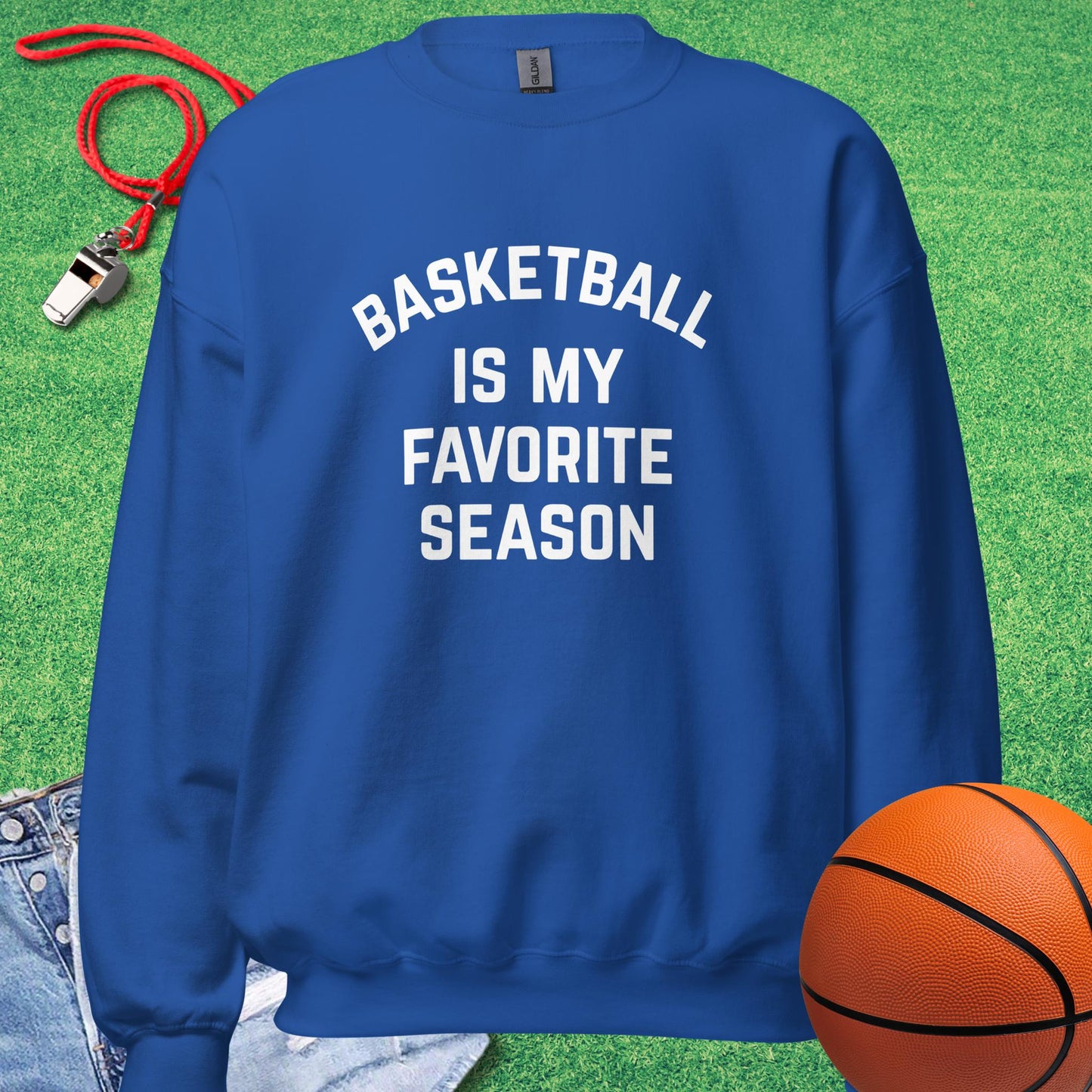 Basketball Is My Favorite Season Sweatshirt in Royal - Old School Basketball Sweatshirt | Sideline Gods