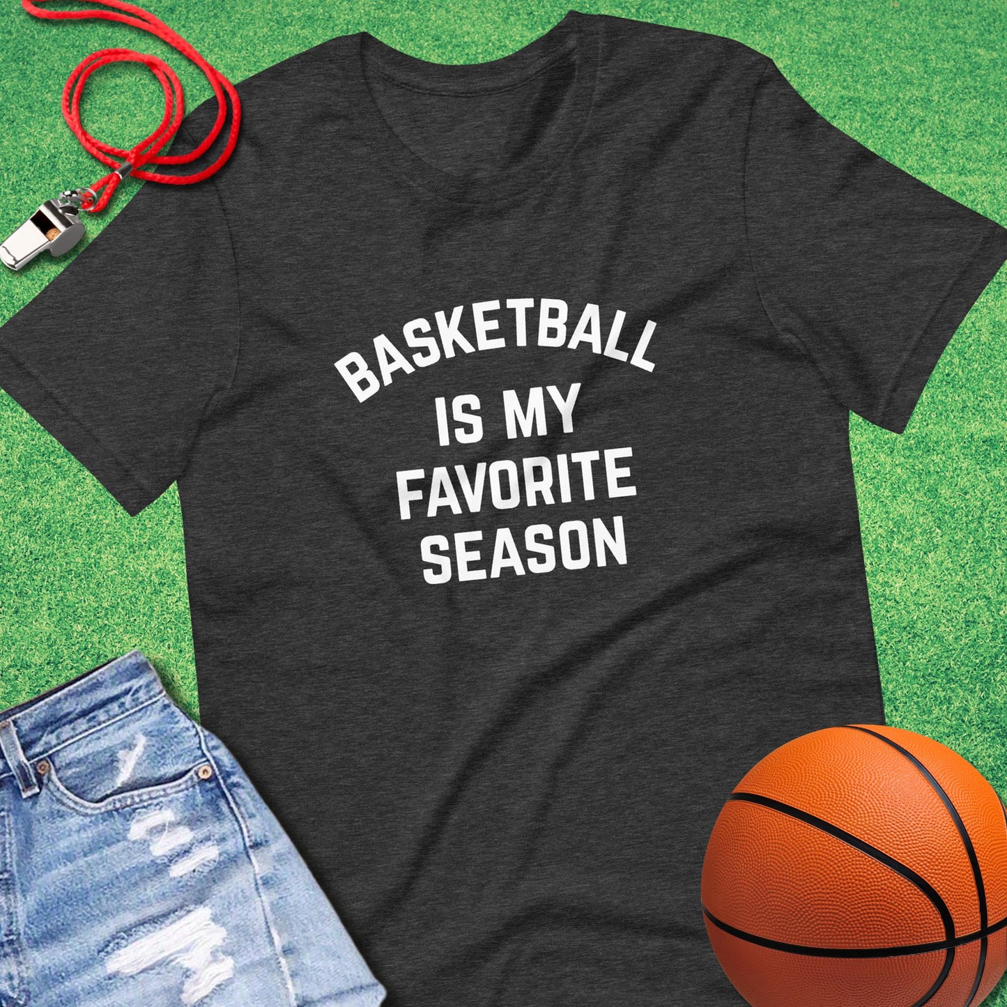 Basketball Is My Favorite Season T-Shirt in Dark Grey Heather - Old School Basketball T-Shirt | Sideline Gods