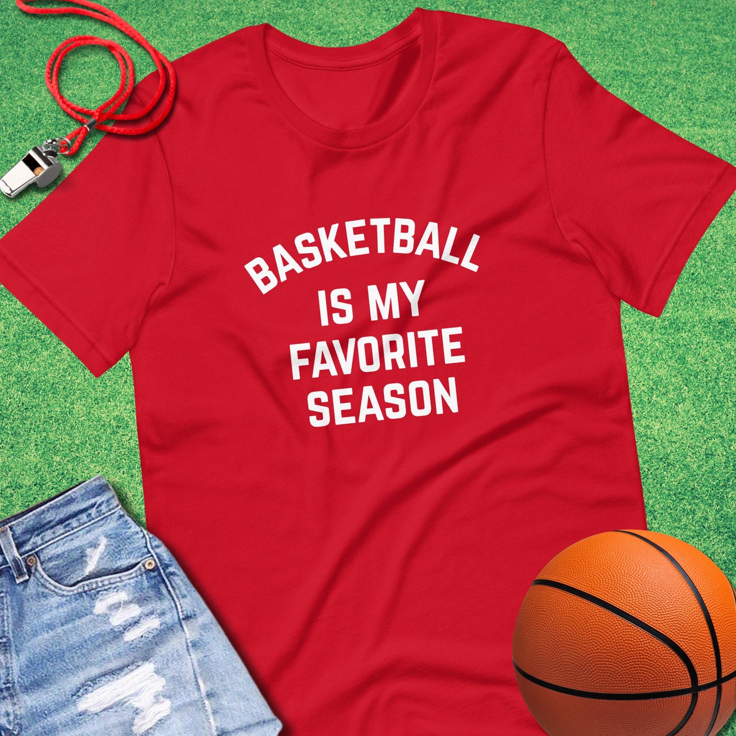 Basketball Is My Favorite Season T-Shirt in Red - Classic Bball Gear | Sideline Gods
