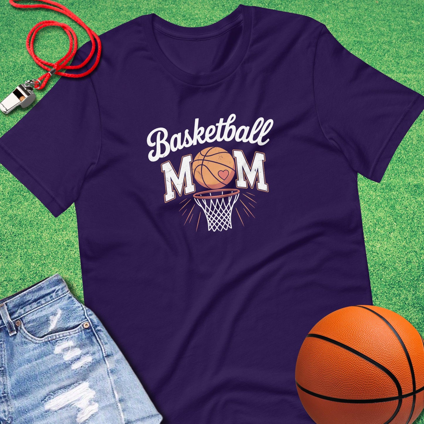 Basketball Mom Distressed T-Shirt in Team Purple - Basketball Mom Gift | Sideline Gods
