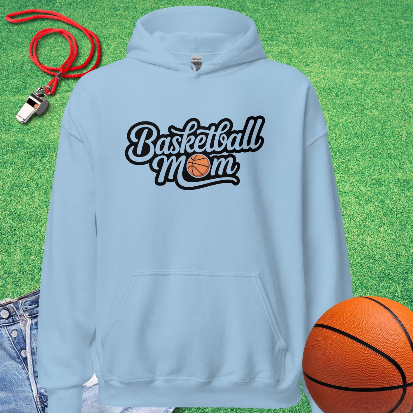 Basketball Mom Outline Hoodie in Light Blue - Basketball Mom Spirit | Sideline Gods