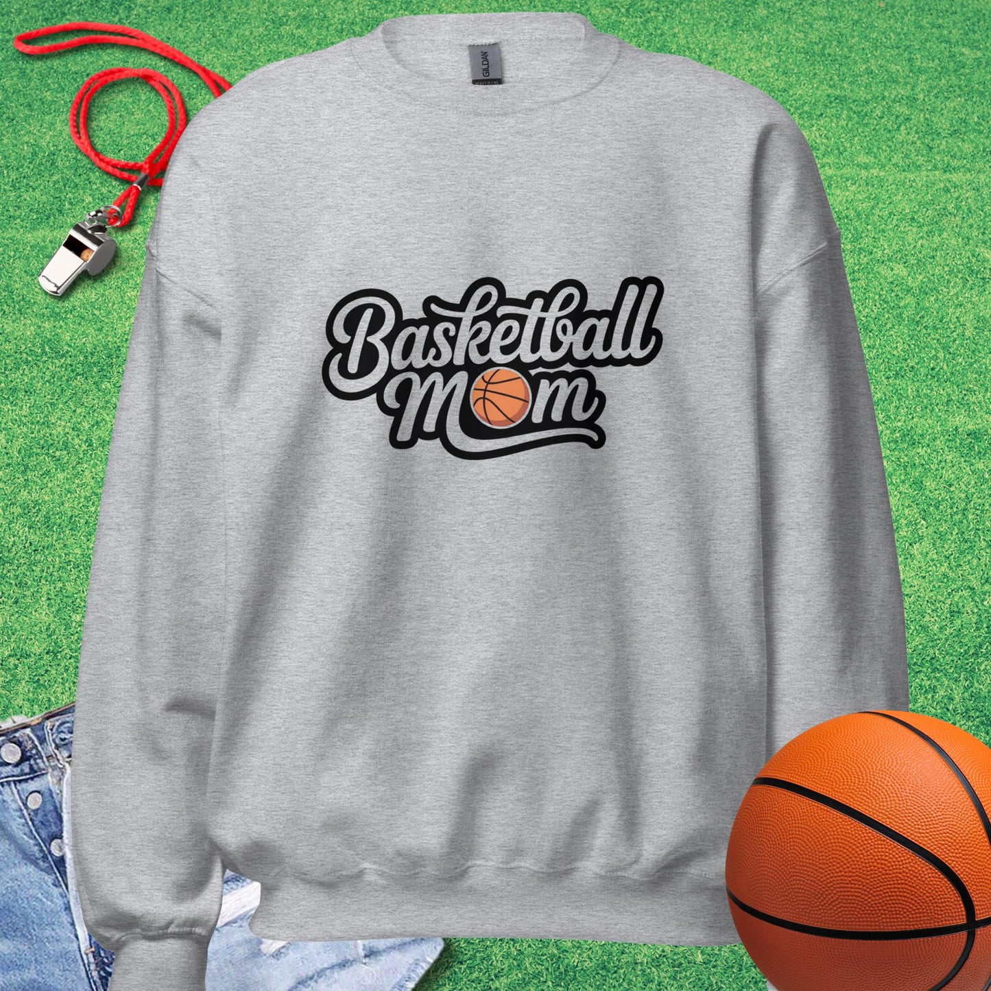 Basketball Mom Outline Sweatshirt in Sport Grey - Basketball Mom Tournament Sweatshirt | Sideline Gods