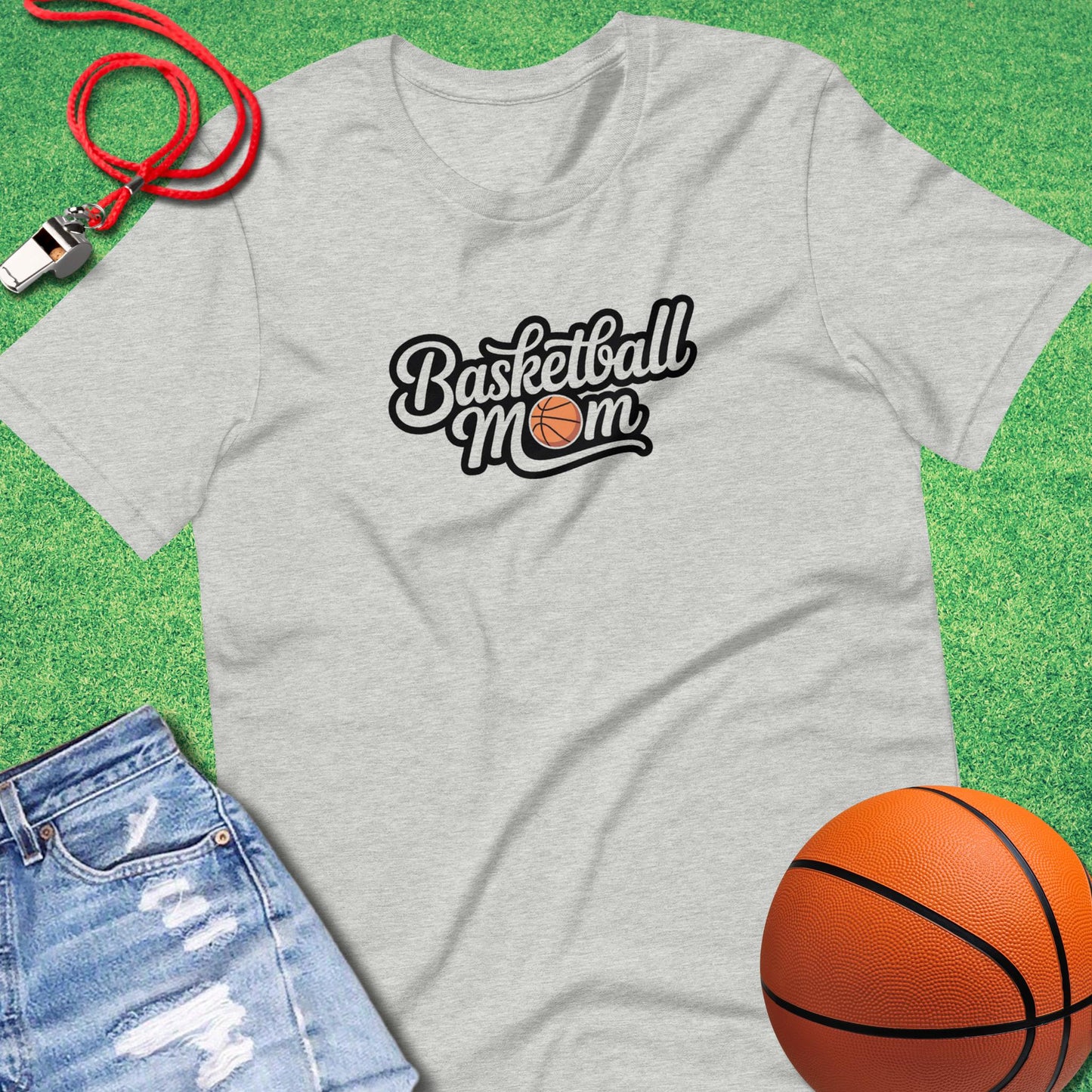 Basketball Mom Outline T-Shirt in Athletic Heather - Basketball Mom Tournament T-Shirt | Sideline Gods