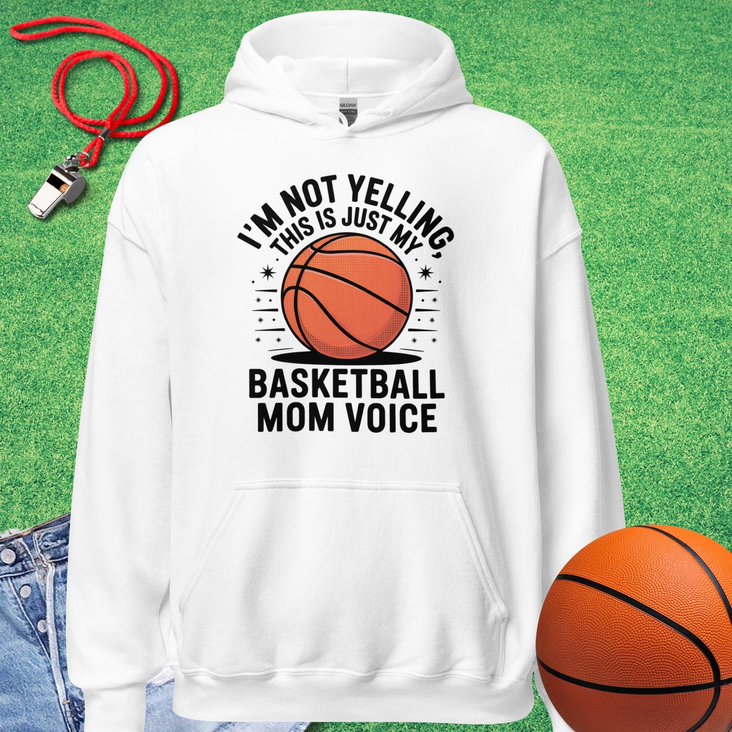 Basketball Voice Hoodie in White - Basketball Mom Gift | Sideline Gods