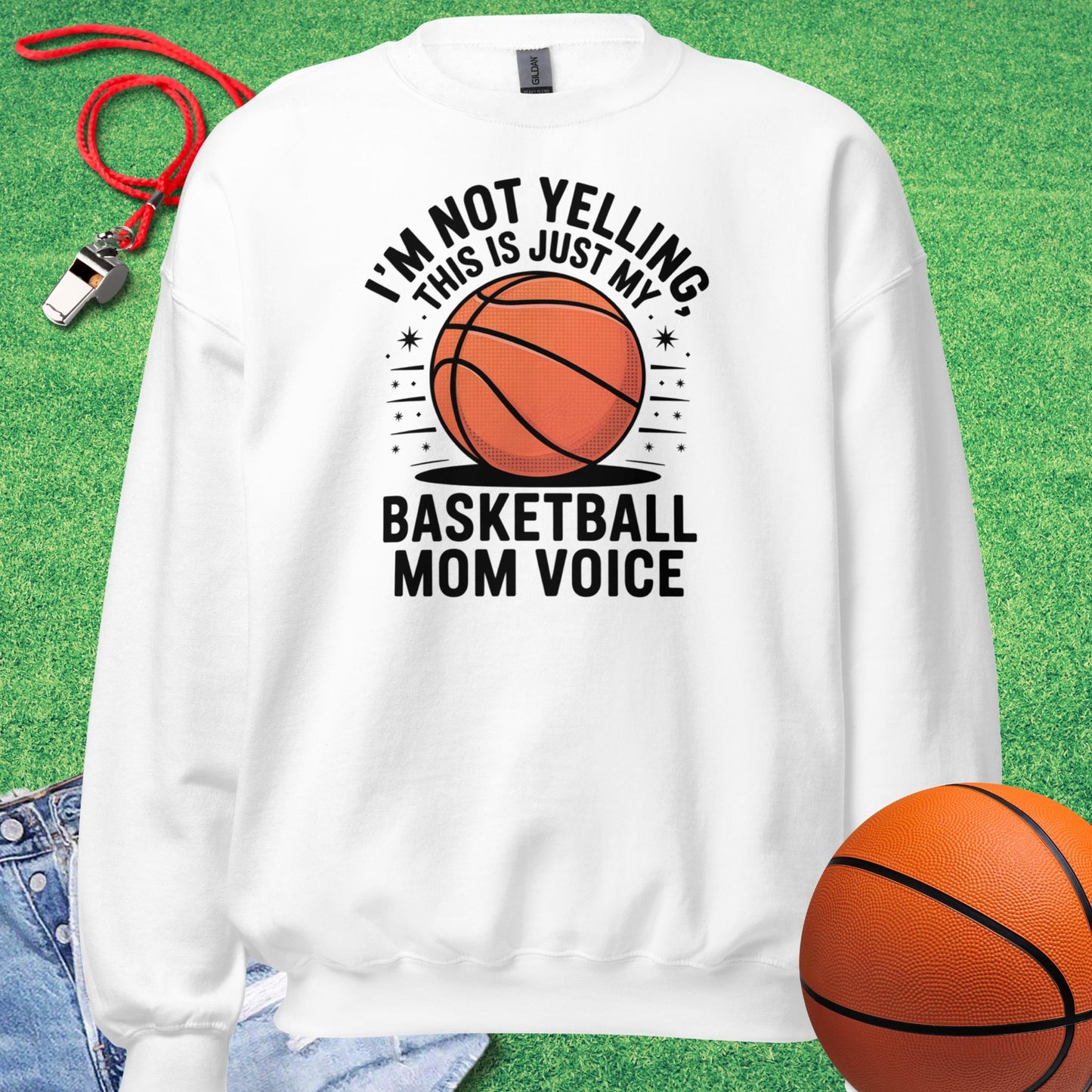 Basketball Voice Sweatshirt in White - Basketball Mom Tournament Sweatshirt | Sideline Gods