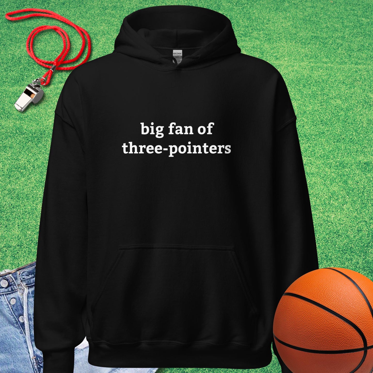 Big Fan of Three-Pointers Hoodie in Black - Classic Basketball Gear | Sideline Gods