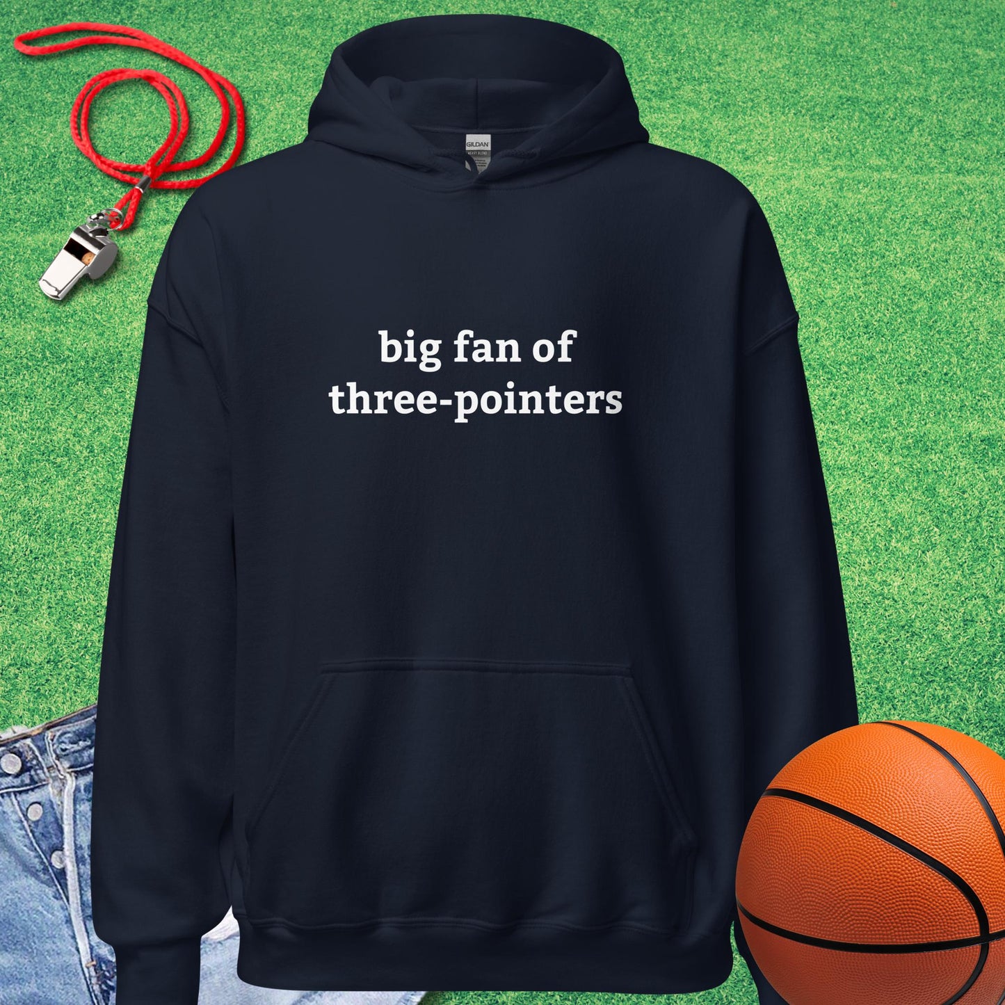 Big Fan of Three-Pointers Hoodie in Navy - Classic Bball Hoodie | Sideline Gods