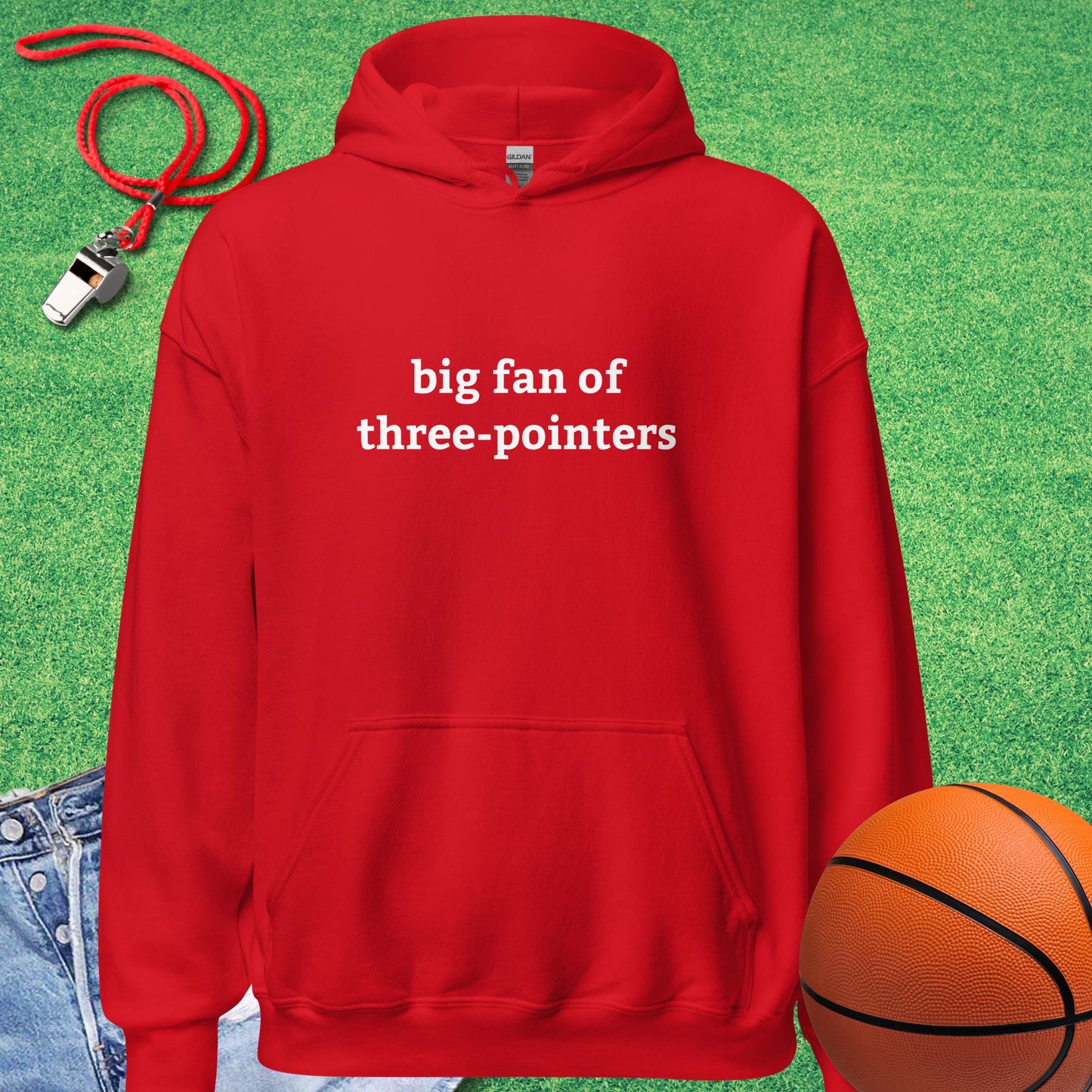 Big Fan of Three-Pointers Hoodie in Red - Minimalist Basketball Hoodie | Sideline Gods