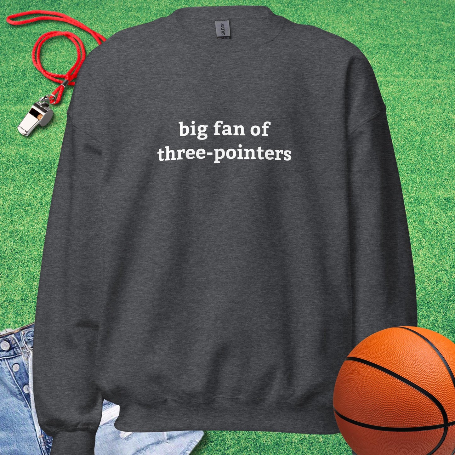 Big Fan of Three-Pointers Sweatshirt in Dark Heather - Best Basketball Sweatshirt | Sideline Gods