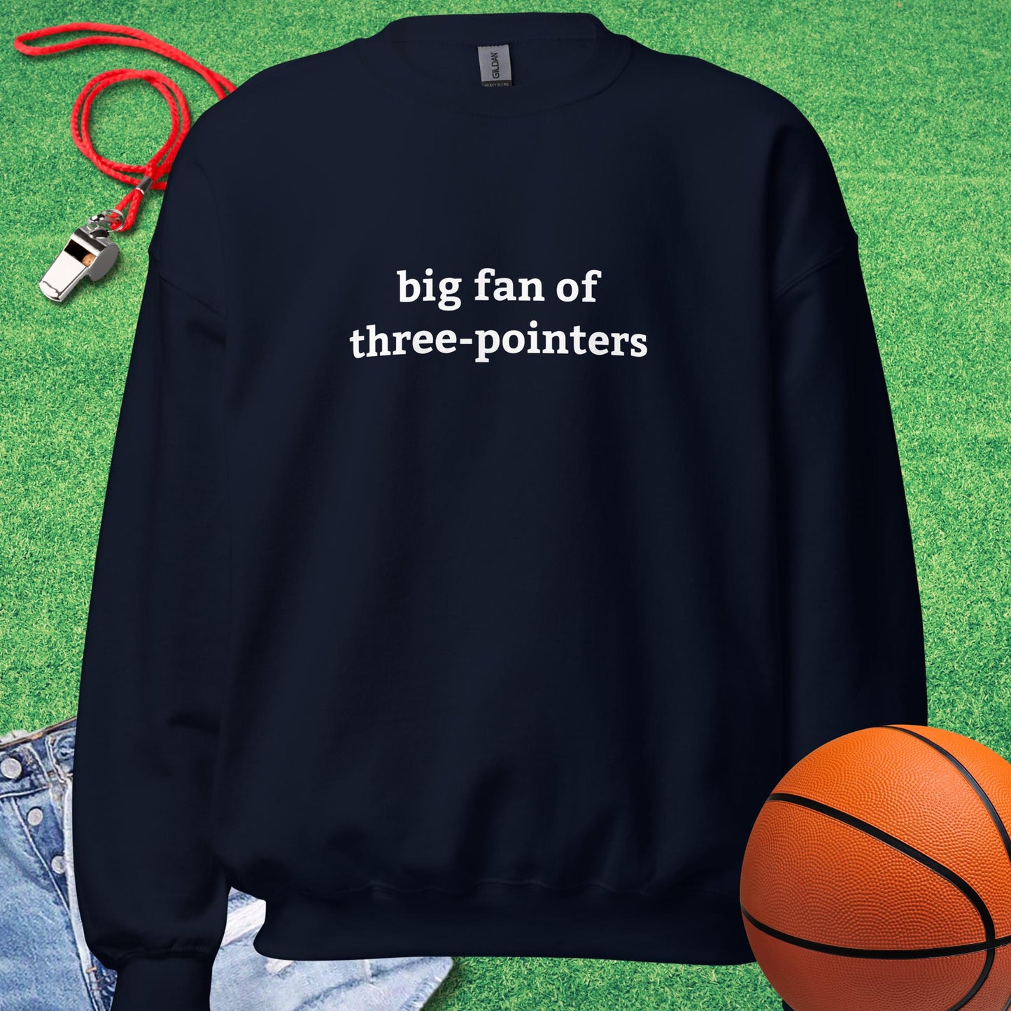 Big Fan of Three-Pointers Sweatshirt in Navy - Classic Basketball Gear | Sideline Gods
